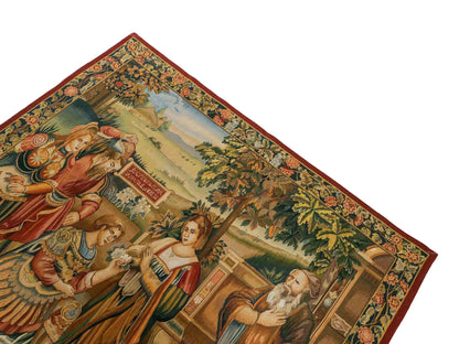 Handgefertigter, chinesischer Gobelin Wandteppich von Khademi aus Wolle, multicolor. 154x139 cm. Verkauf durch Jupiter Intl.