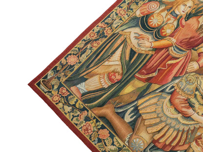 Handgefertigter, chinesischer Gobelin Wandteppich von Khademi aus Wolle, multicolor. 154x139 cm. Verkauf durch Jupiter Intl.