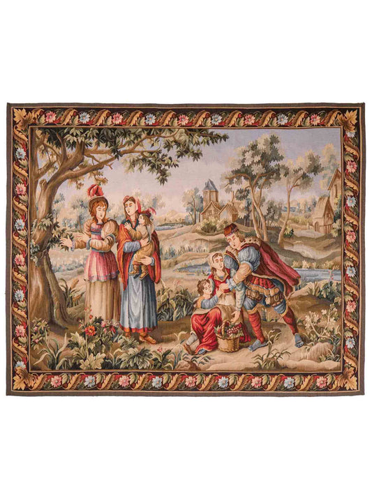 Handgefertigter, chinesischer Gobelin Wandteppich von Teppich aus Wolle, multicolor. 168x136 cm. Verkauf durch Jupiter Intl.