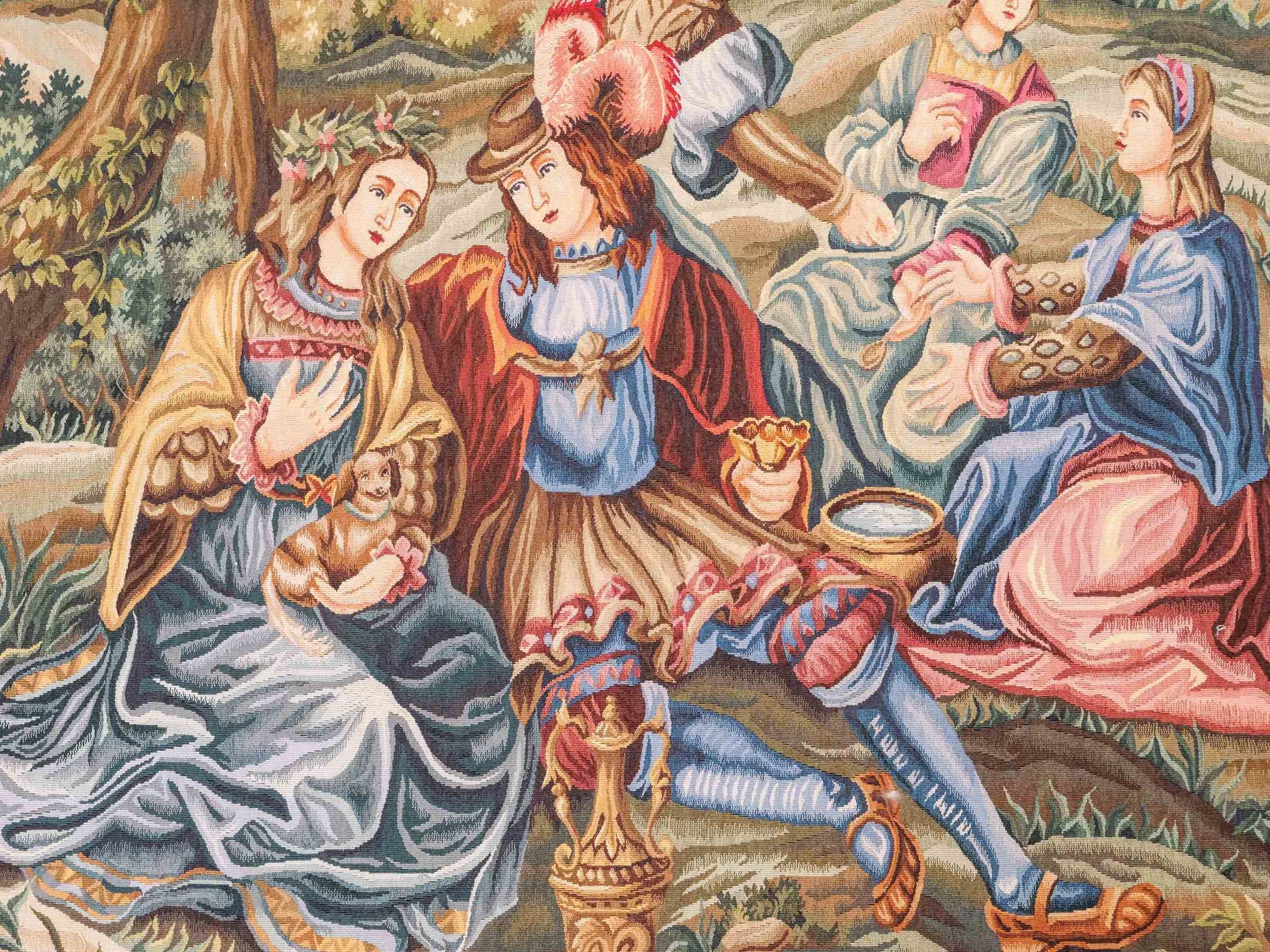 Handgefertigter, chinesischer Gobelin Wandteppich von Khademi aus Wolle, multicolor. 177x129 cm. Verkauf durch Jupiter Intl.