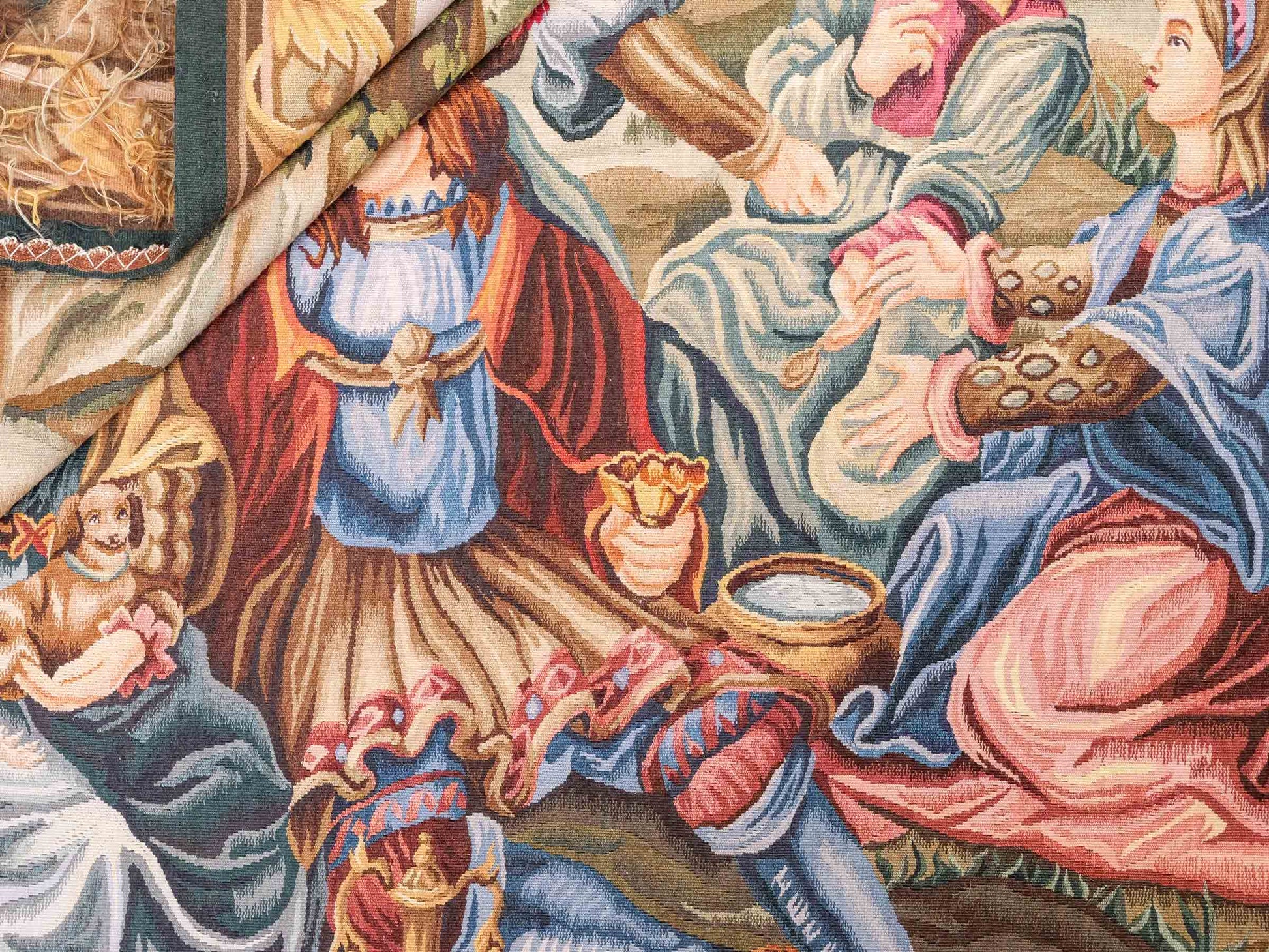 Handgefertigter, chinesischer Gobelin Wandteppich von Khademi aus Wolle, multicolor. 177x129 cm. Verkauf durch Jupiter Intl.
