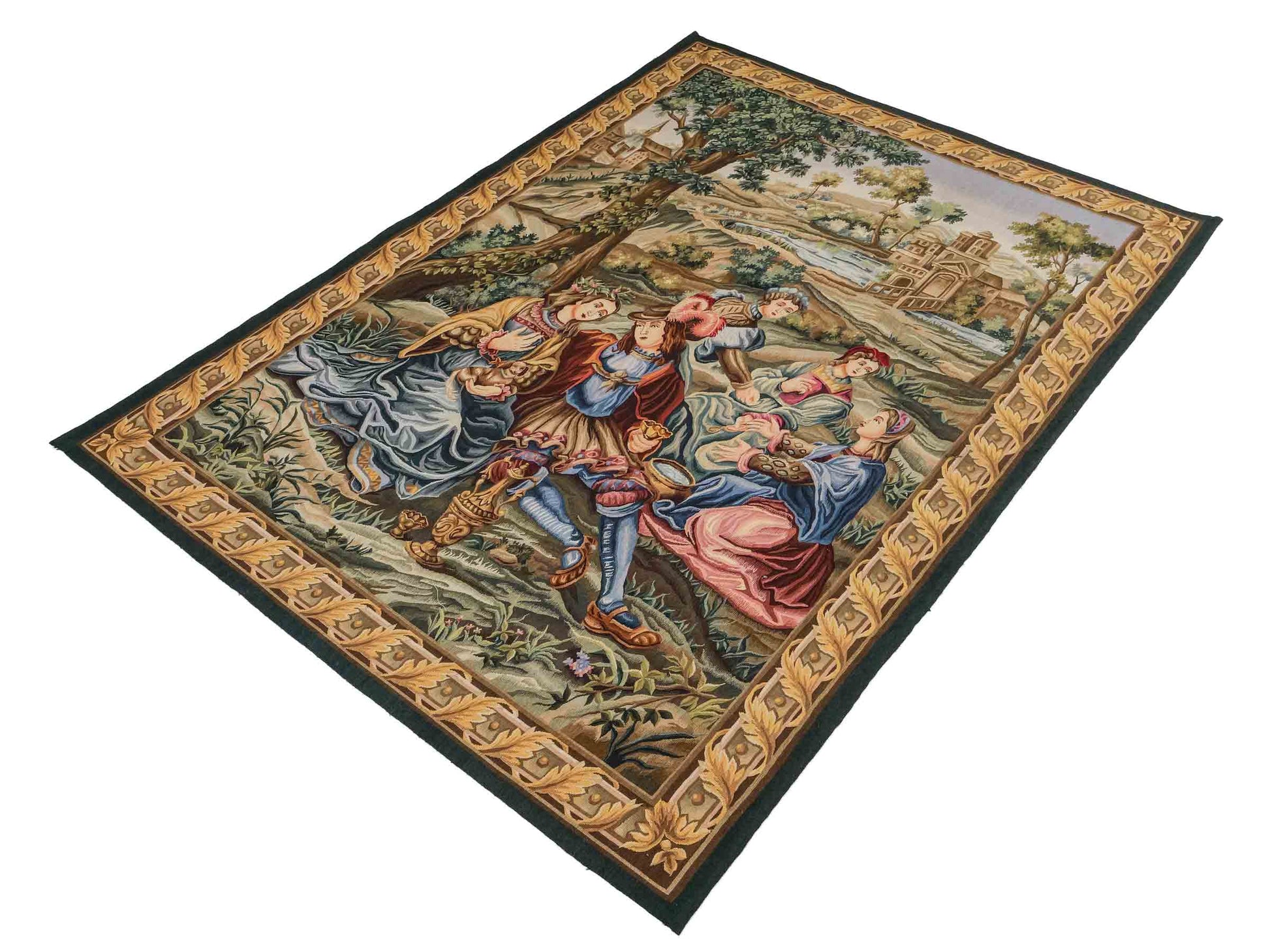 Handgefertigter, chinesischer Gobelin Wandteppich von Khademi aus Wolle, multicolor. 177x129 cm. Verkauf durch Jupiter Intl.