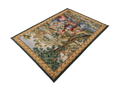 Handgefertigter, chinesischer Gobelin Wandteppich von Khademi aus Wolle, multicolor. 177x129 cm. Verkauf durch Jupiter Intl.