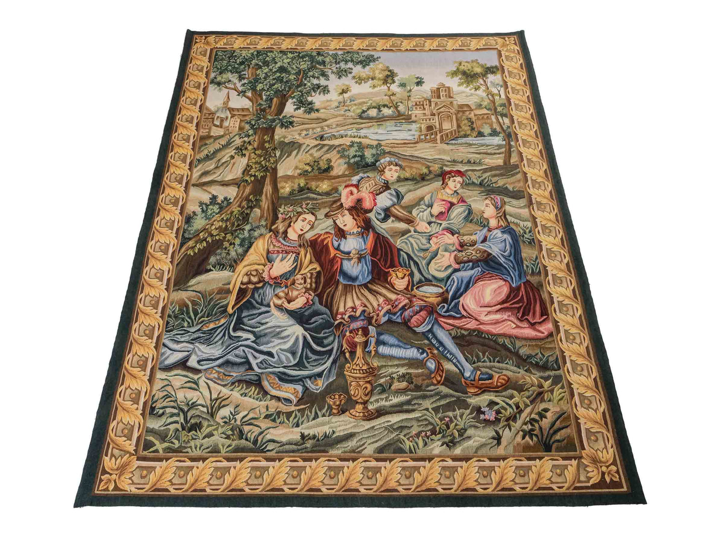 Handgefertigter, chinesischer Gobelin Wandteppich von Khademi aus Wolle, multicolor. 177x129 cm. Verkauf durch Jupiter Intl.