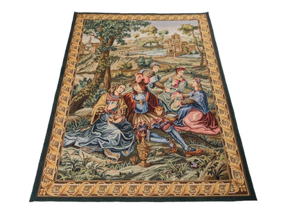 Handgefertigter, chinesischer Gobelin Wandteppich von Khademi aus Wolle, multicolor. 177x129 cm. Verkauf durch Jupiter Intl.