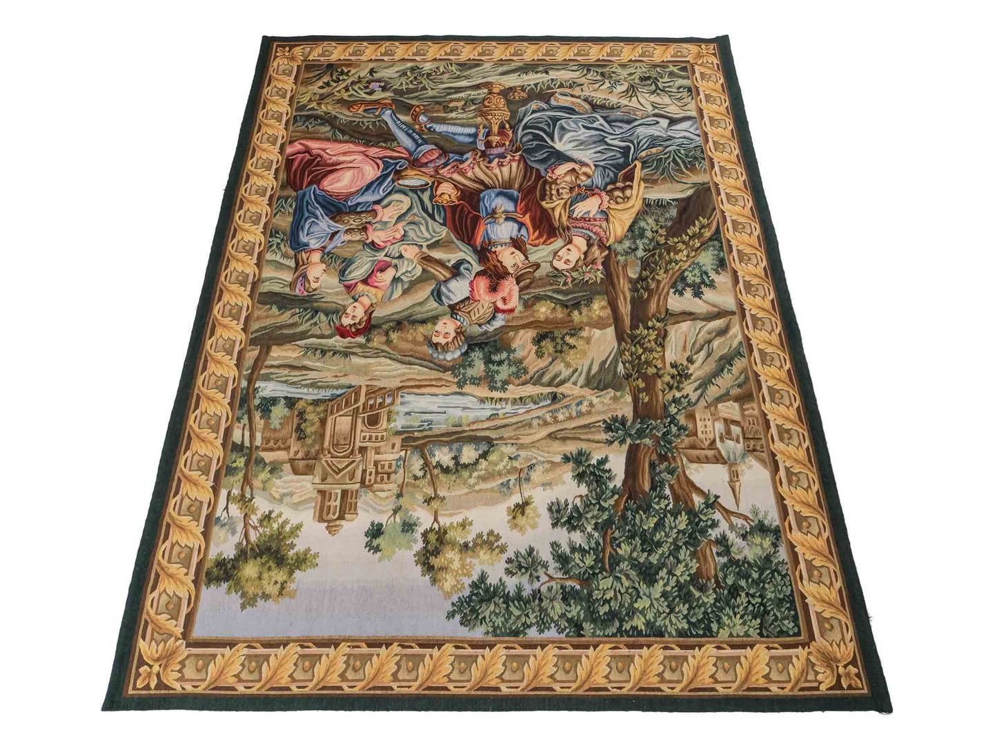 Handgefertigter, chinesischer Gobelin Wandteppich von Khademi aus Wolle, multicolor. 177x129 cm. Verkauf durch Jupiter Intl.