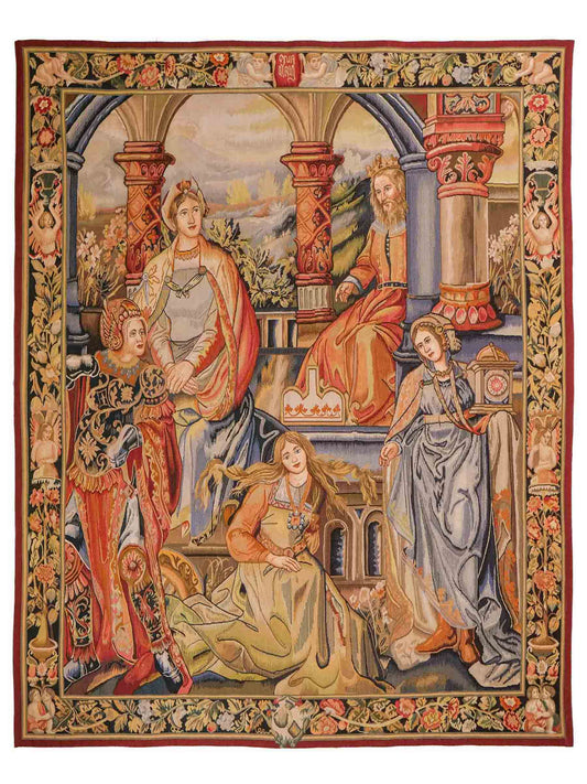 Handgefertigter, chinesischer Gobelin Wandteppich von Khademi aus Wolle, multicolor. 188x153 cm. Verkauf durch Jupiter Intl.