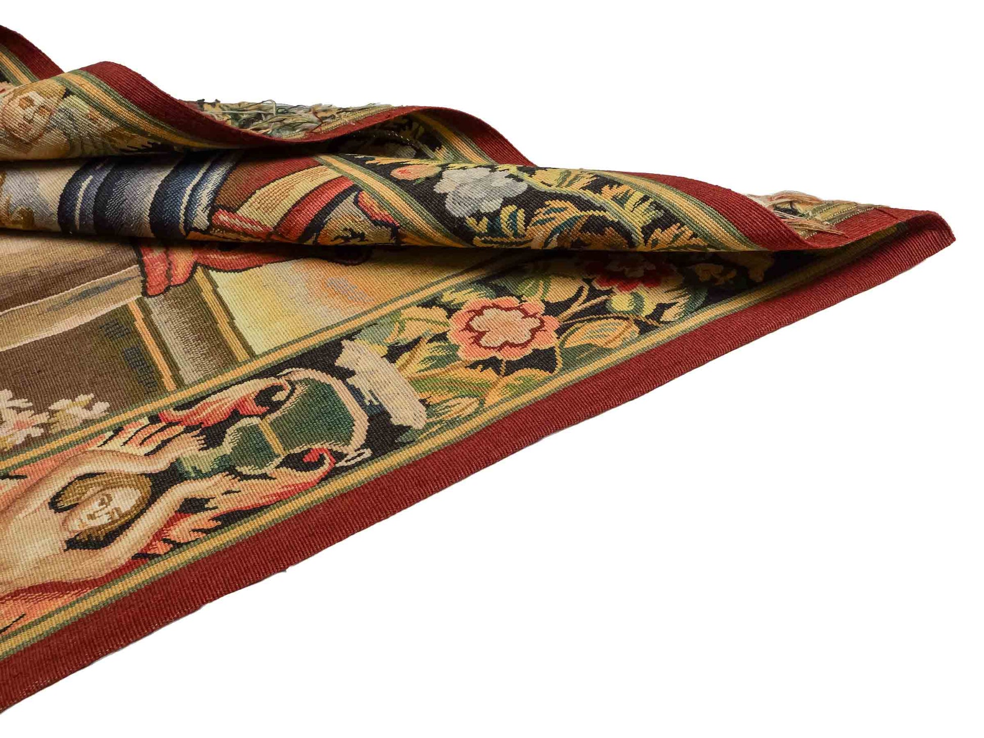 Handgefertigter, chinesischer Gobelin Wandteppich von Khademi aus Wolle, multicolor. 188x153 cm. Verkauf durch Jupiter Intl.