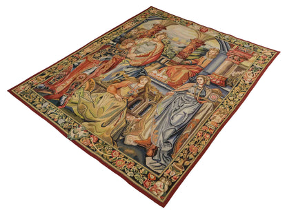 Handgefertigter, chinesischer Gobelin Wandteppich von Khademi aus Wolle, multicolor. 188x153 cm. Verkauf durch Jupiter Intl.