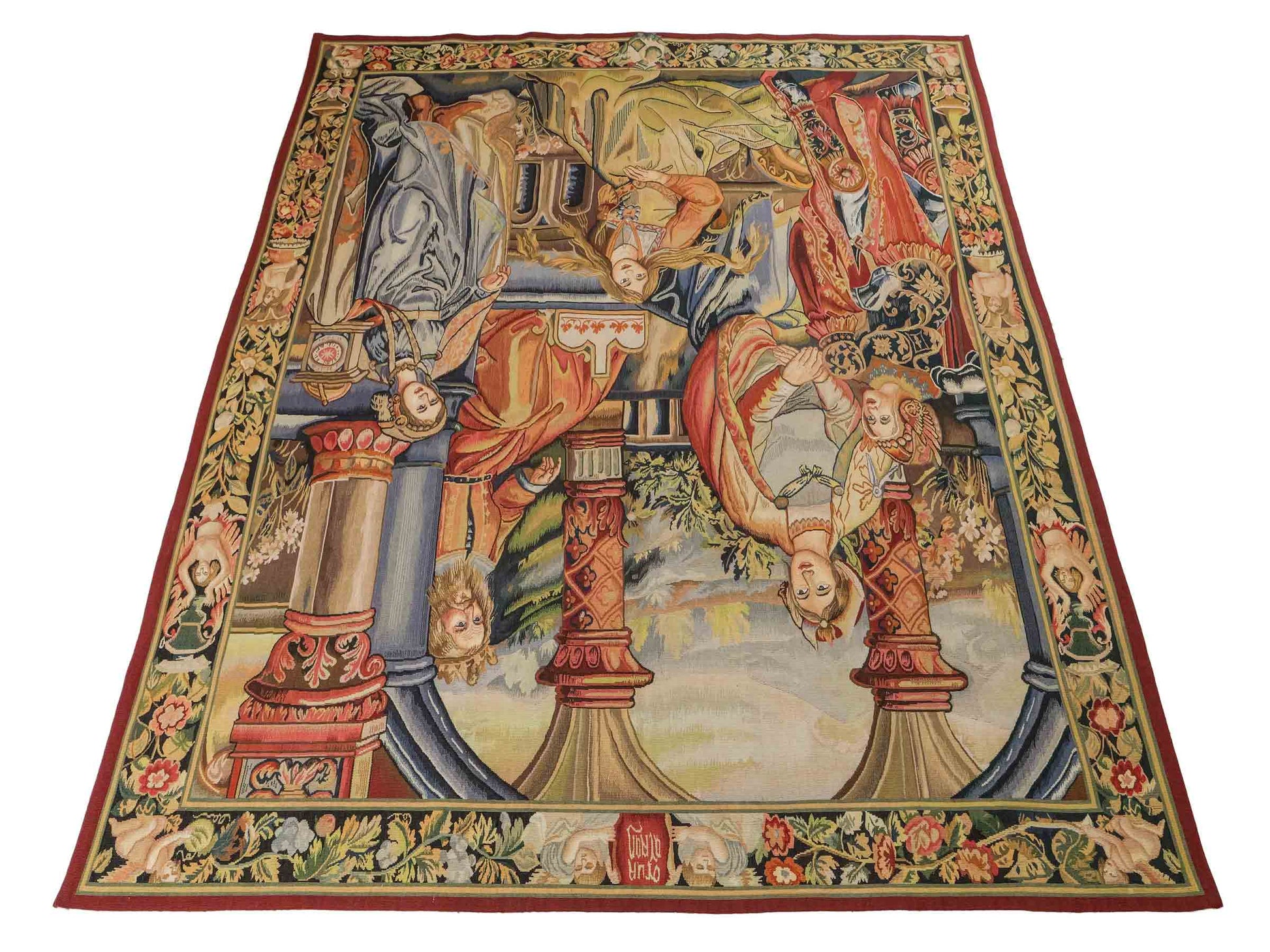 Handgefertigter, chinesischer Gobelin Wandteppich von Khademi aus Wolle, multicolor. 188x153 cm. Verkauf durch Jupiter Intl.