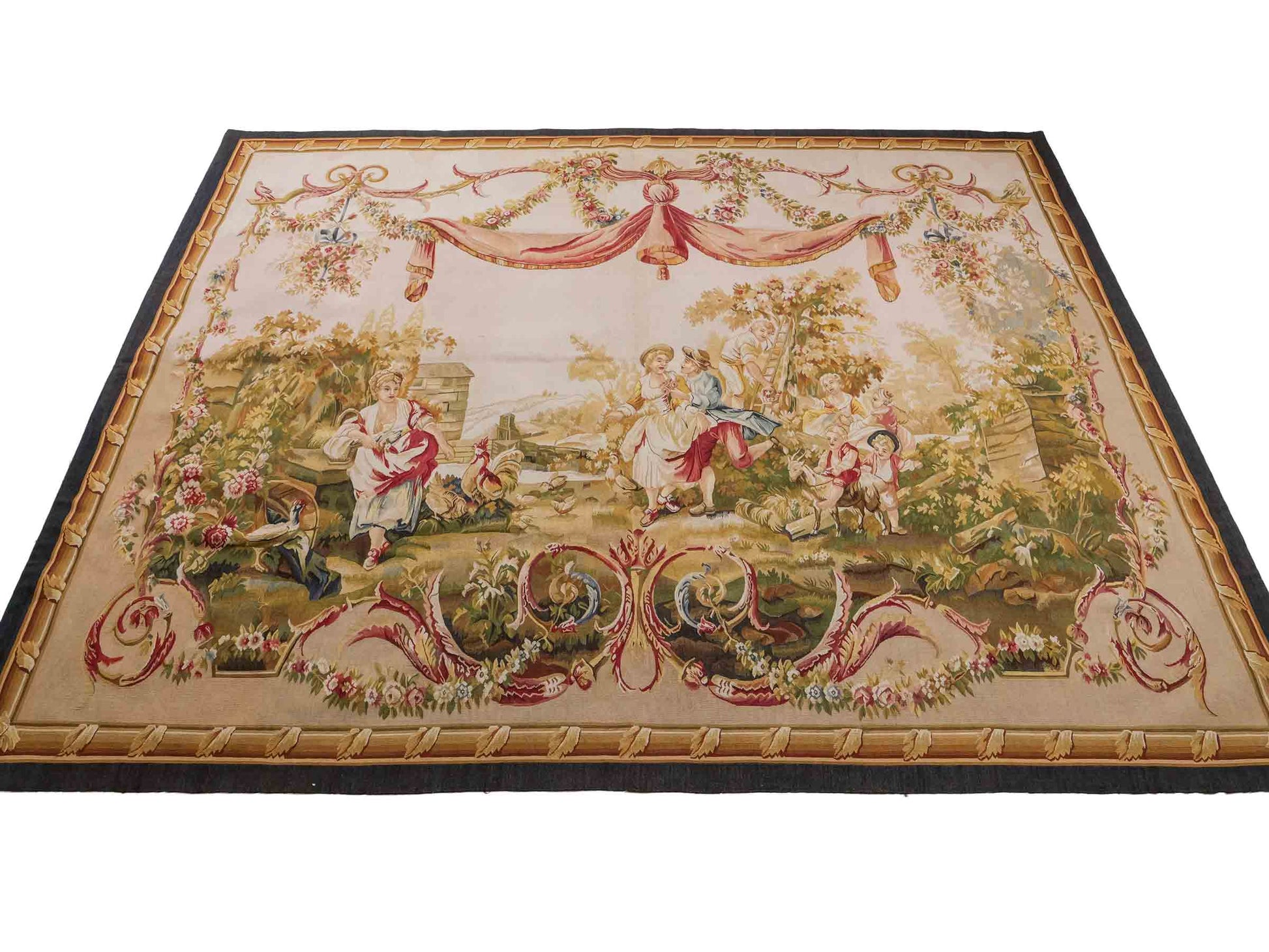 Handgefertigter, chinesischer Gobelin Wandteppich aus Wolle, multicolor. 239x190 cm. Verkauf durch Jupiter Intl.
