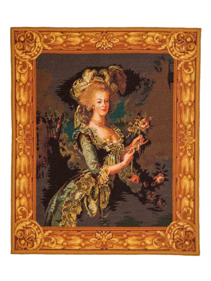 Handgefertigter, chinesischer Gobelin Wandteppich von Khademi aus Wolle, multicolor. 74x64 cm. Verkauf durch Jupiter Intl.