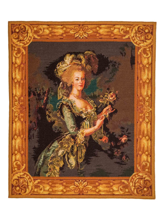 Handgefertigter, chinesischer Gobelin Wandteppich von Khademi aus Wolle, multicolor. 74x64 cm. Verkauf durch Jupiter Intl.