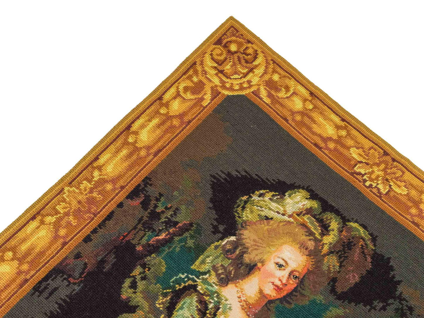 Handgefertigter, chinesischer Gobelin Wandteppich von Khademi aus Wolle, multicolor. 74x64 cm. Verkauf durch Jupiter Intl.