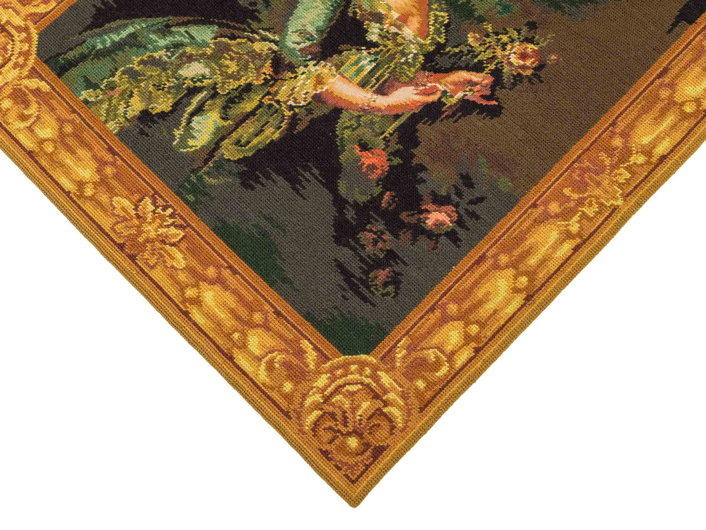 Handgefertigter, chinesischer Gobelin Wandteppich von Khademi aus Wolle, multicolor. 74x64 cm. Verkauf durch Jupiter Intl.