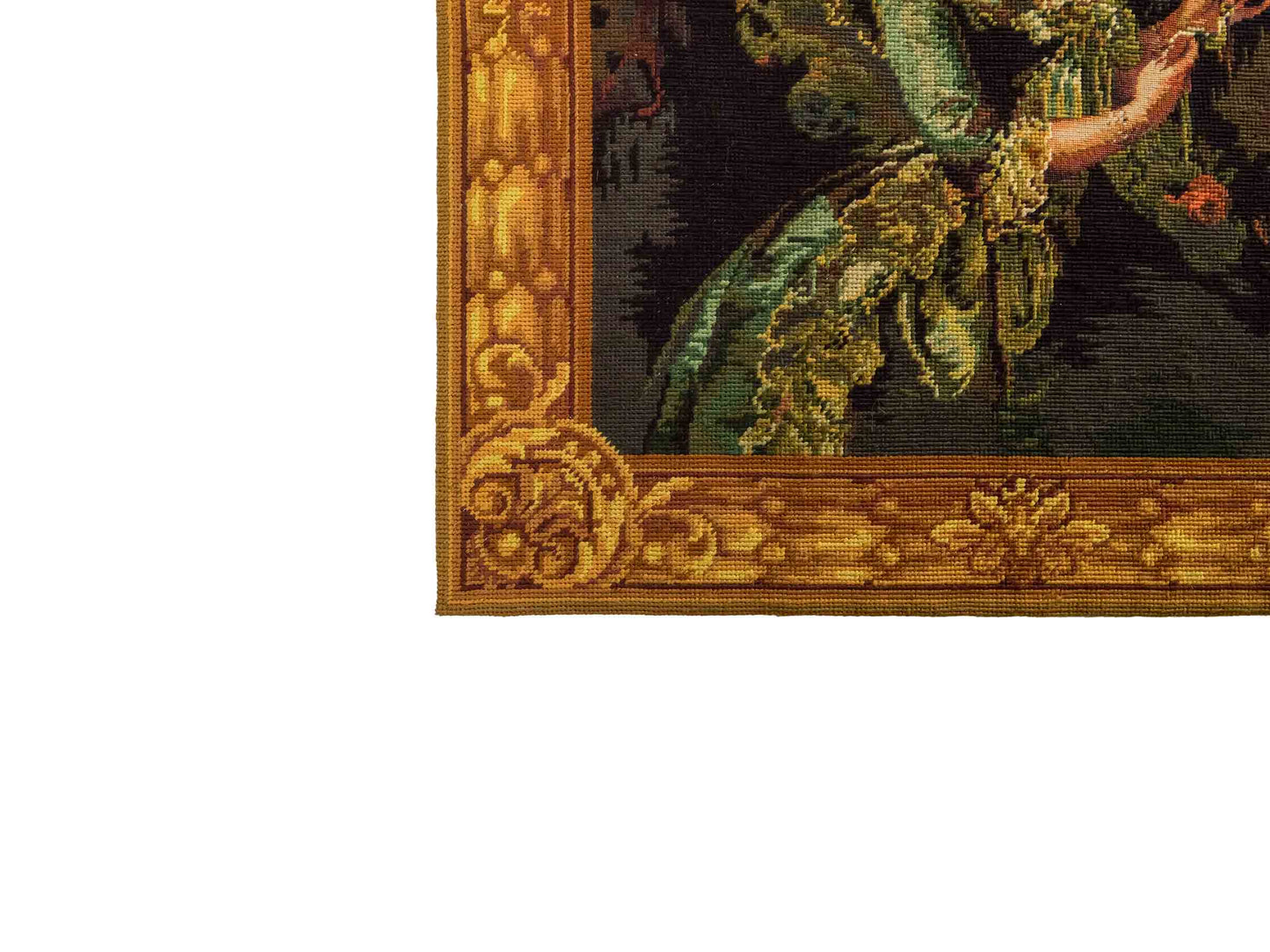 Handgefertigter, chinesischer Gobelin Wandteppich von Khademi aus Wolle, multicolor. 74x64 cm. Verkauf durch Jupiter Intl.