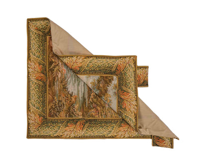 Handgefertigter, chinesischer Gobelin Wandteppich von Khademi aus Wolle, multicolor. 91x77 cm. Verkauf durch Jupiter Intl.