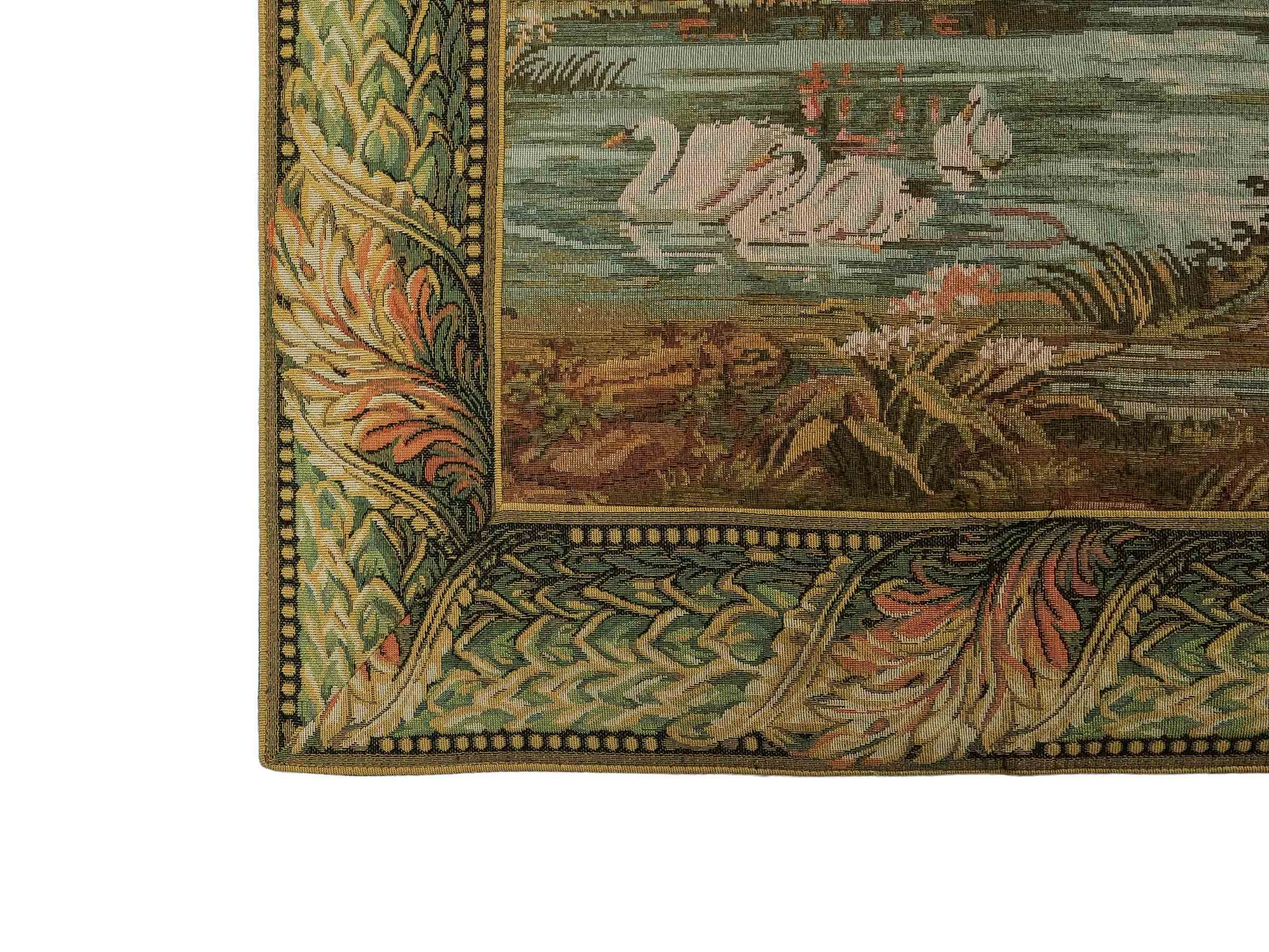 Handgefertigter, chinesischer Gobelin Wandteppich von Khademi aus Wolle, multicolor. 91x77 cm. Verkauf durch Jupiter Intl.