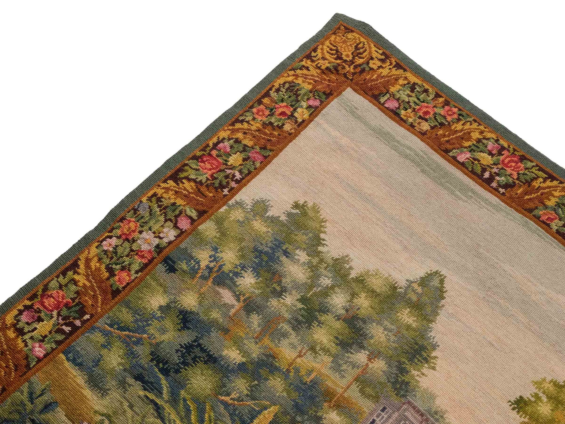 Handgefertigter, chinesischer Gobelin Wandteppich von Khademi aus Wolle, multicolor. 145x113 cm. Verkauf durch Jupiter Intl.