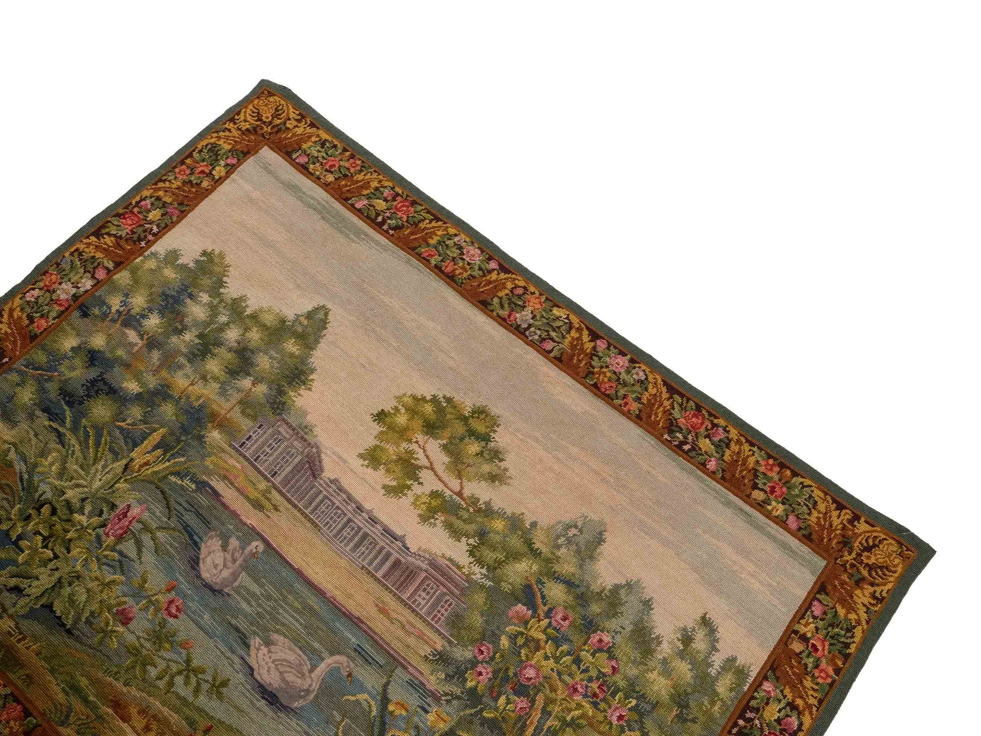 Handgefertigter, chinesischer Gobelin Wandteppich von Khademi aus Wolle, multicolor. 145x113 cm. Verkauf durch Jupiter Intl.