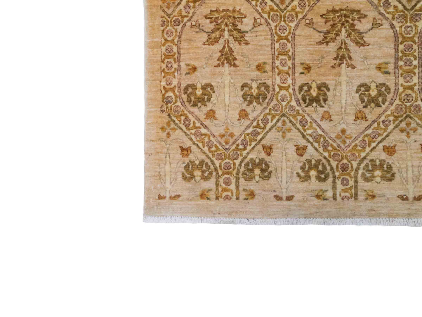 Handgeknüpfter Ziegler Chobi Orientteppich von Khademi aus Wolle, beige, gold, creme. Klassisches Allover-Design. Traditionell von Hand geknüpft in Afghanistan. Größe: 381 cm x 274 cm. Teppichnummer: RB3-1019. Verkauf durch Jupiter Intl.