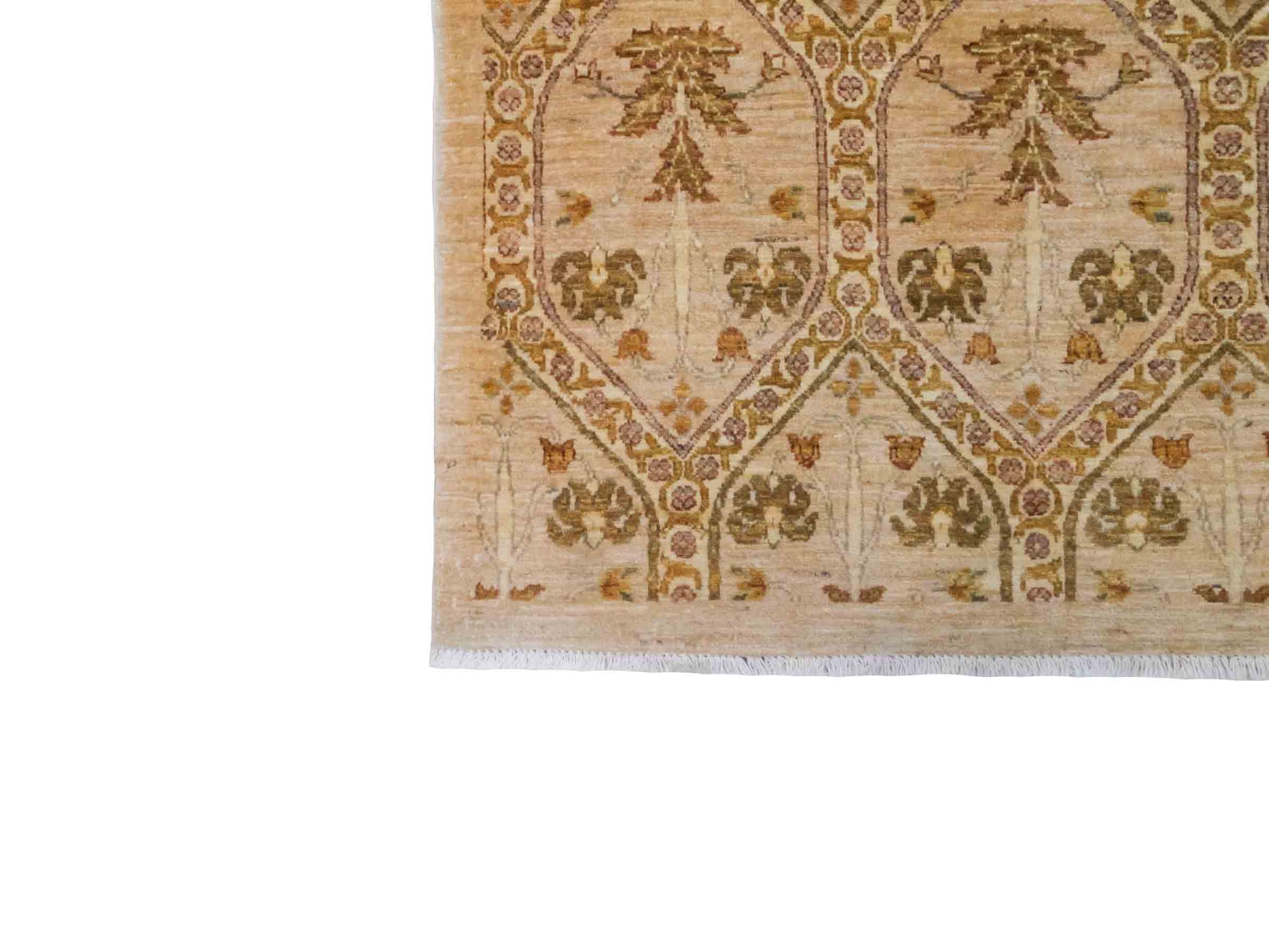 Handgeknüpfter Ziegler Chobi Orientteppich von Khademi aus Wolle, beige, gold, creme. Klassisches Allover-Design. Traditionell von Hand geknüpft in Afghanistan. Größe: 381 cm x 274 cm. Teppichnummer: RB3-1019. Verkauf durch Jupiter Intl.