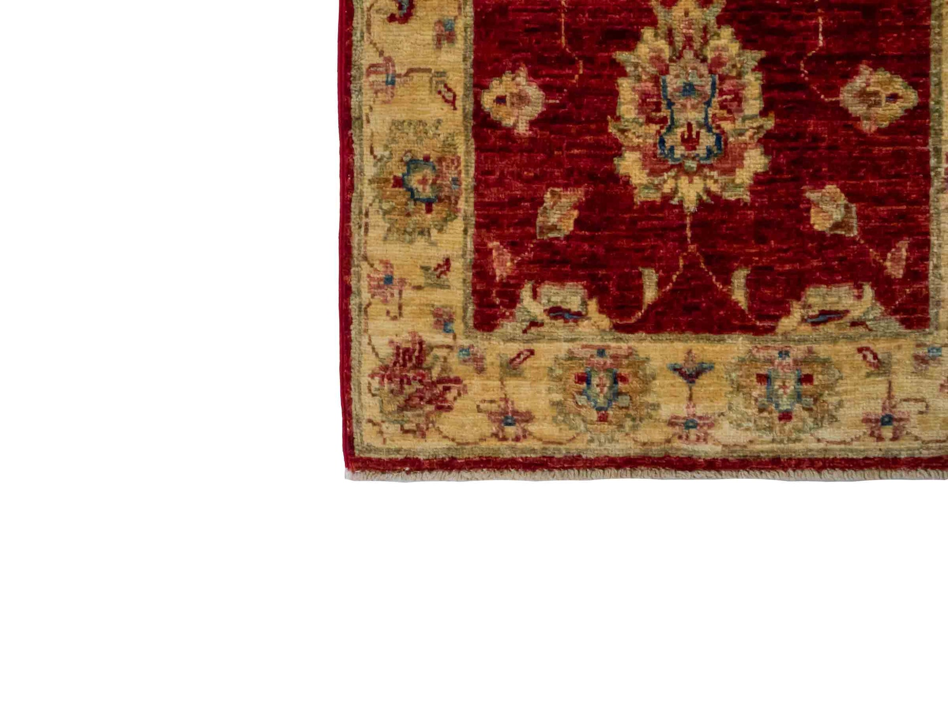 Handgeknüpfter Ziegler Farahan Läufer-Orientteppich von Khademi aus Wolle, rot, gold, beige. Klassisches Allover-Design. Traditionell von Hand geknüpft in Afghanistan. Größe: 153 cm x 55 cm. Teppichnummer: RB3-1047. Verkauf durch Jupiter Intl.