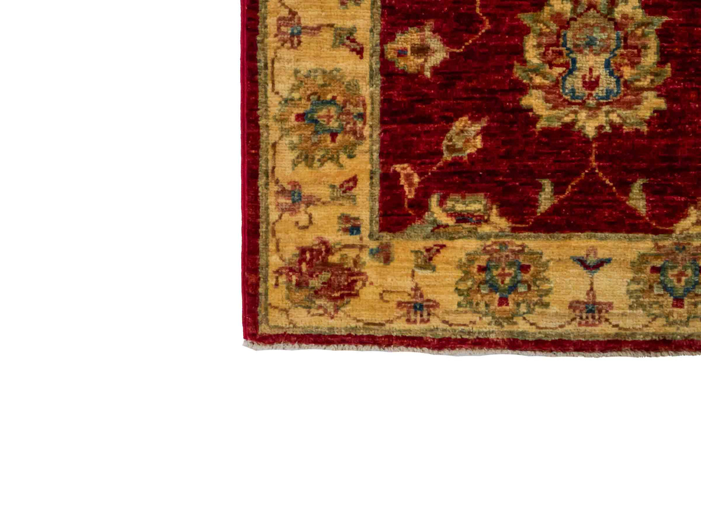 Handgeknüpfter Ziegler Farahan Läufer-Orientteppich von Khademi aus Wolle, rot, gold, beige. Klassisches Allover-Design. Traditionell von Hand geknüpft in Afghanistan. Größe: 153 cm x 60 cm. Teppichnummer: RB3-1048. Verkauf durch Jupiter Intl.