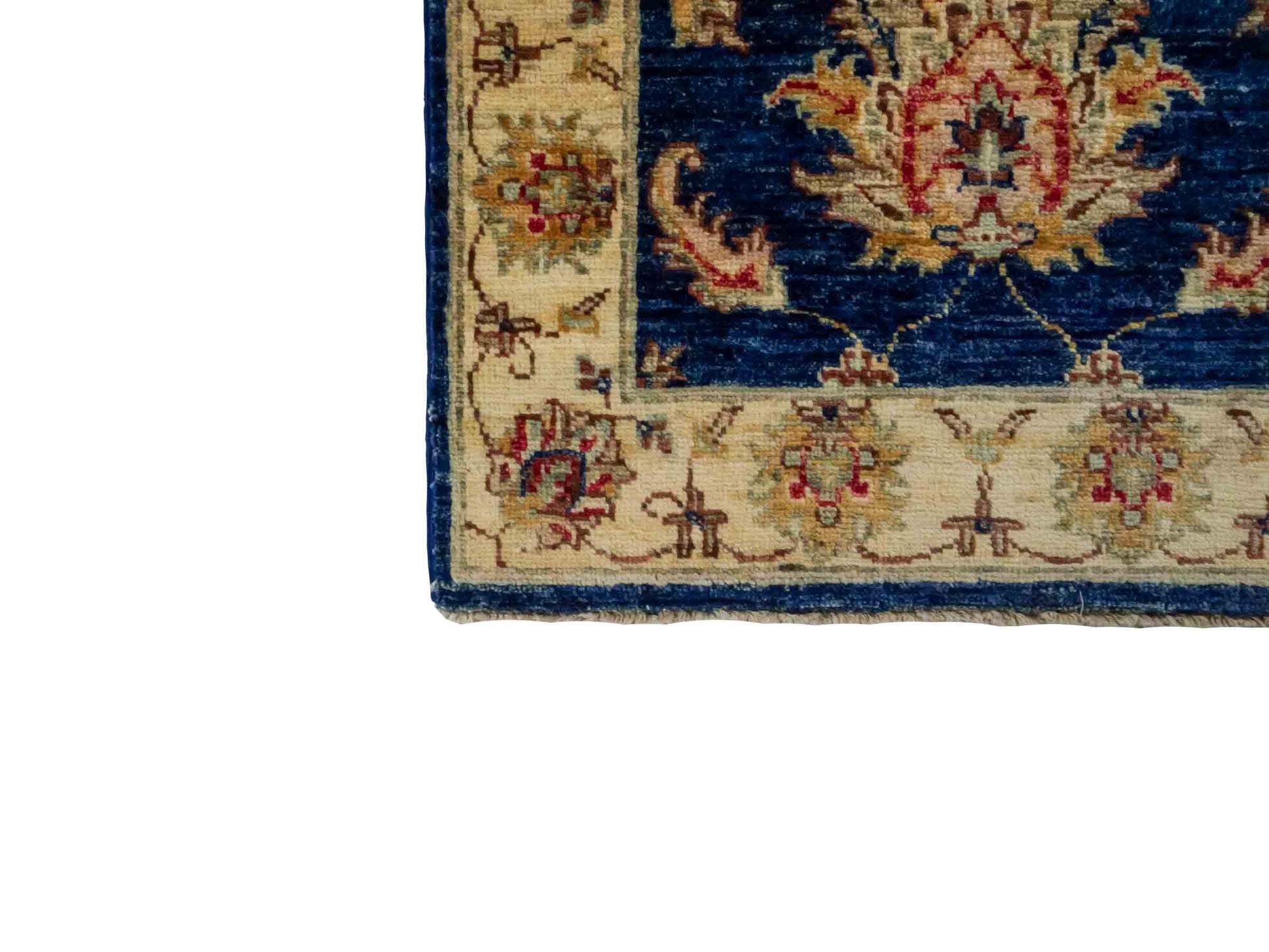 Handgeknüpfter Ziegler Farahan Läufer-Orientteppich von Khademi aus Wolle, blau, gold, beige. Klassisches Allover-Design. Traditionell von Hand geknüpft in Afghanistan. Größe: 197 cm x 62 cm. Teppichnummer: RB3-1023. Verkauf durch Jupiter Intl.