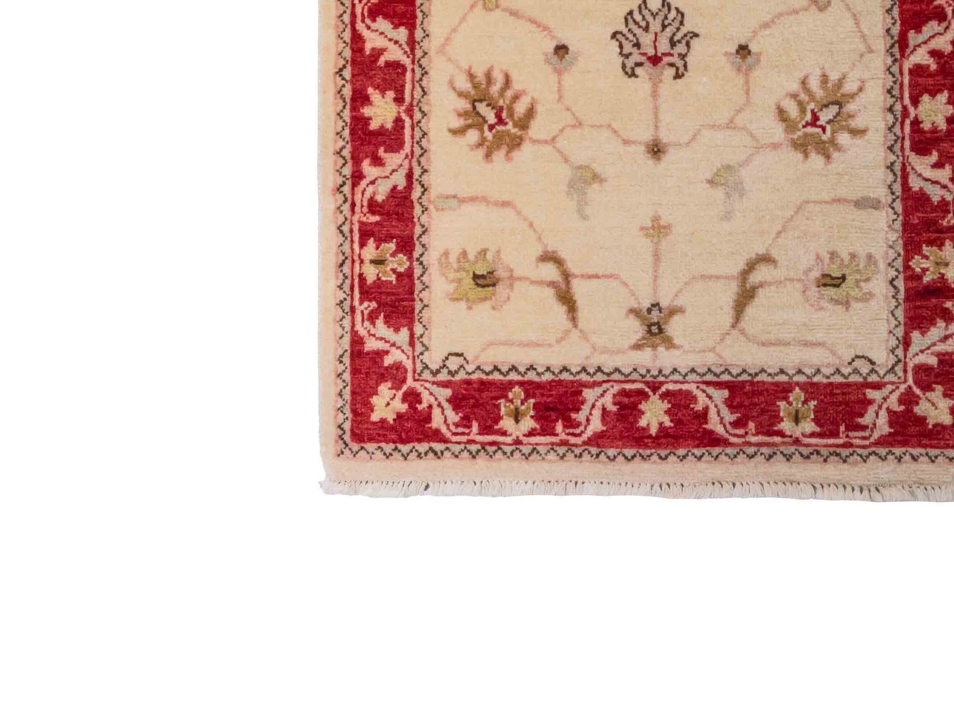 Handgeknüpfter Ziegler Farahan Läufer-Orientteppich von Khademi aus Wolle, beige, gold, rot. Klassisches Allover-Design. Traditionell von Hand geknüpft in Afghanistan. Größe: 285 cm x 77 cm. Teppichnummer: SB3-1168 | Jupiter Intl.