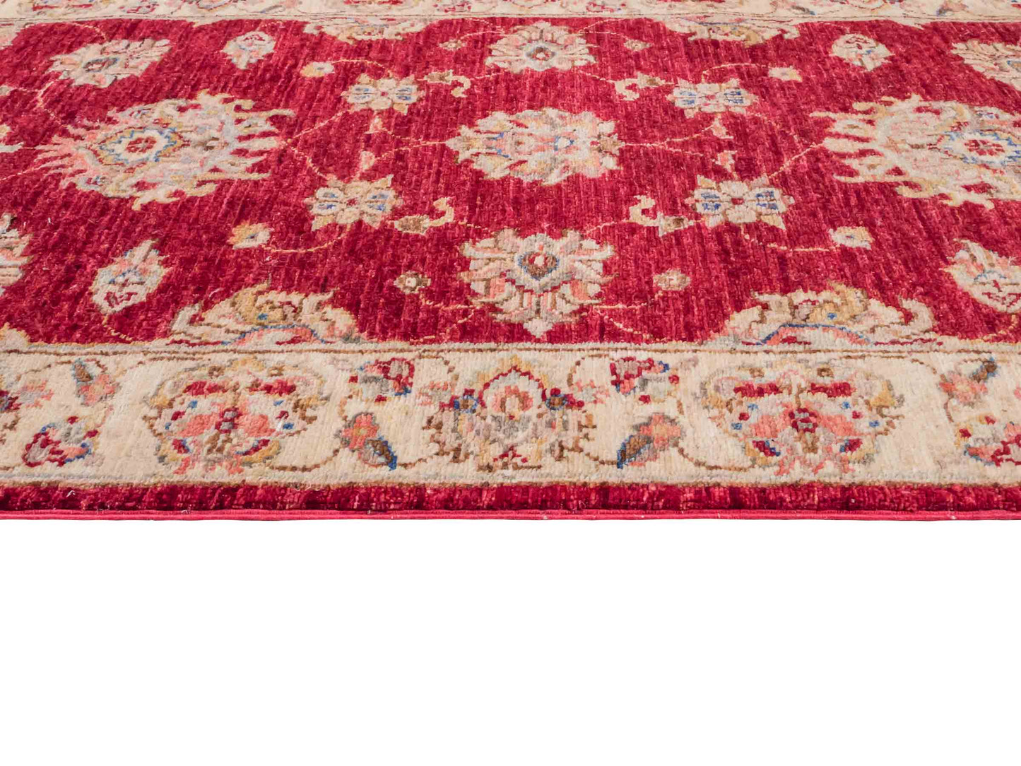Handgeknüpfter Ziegler Farahan Läufer-Orientteppich von Khademi aus Wolle, rot, beige, gold. Klassisches Allover-Design. Traditionell von Hand geknüpft in Afghanistan. Größe: 313 cm x 84 cm. Teppichnummer: SB3-1169 | Jupiter Intl.