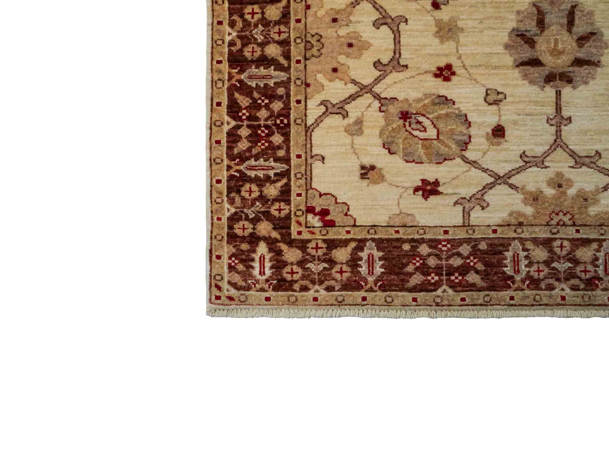 Handgeknüpfter Ziegler Farahan Läufer-Orientteppich von Khademi aus Wolle, rot, beige. Klassisches Allover-Design. Traditionell von Hand geknüpft in Afghanistan. Größe: 440 cm x 126 cm. Teppichnummer: RB3-1028. Verkauf durch Jupiter Intl.