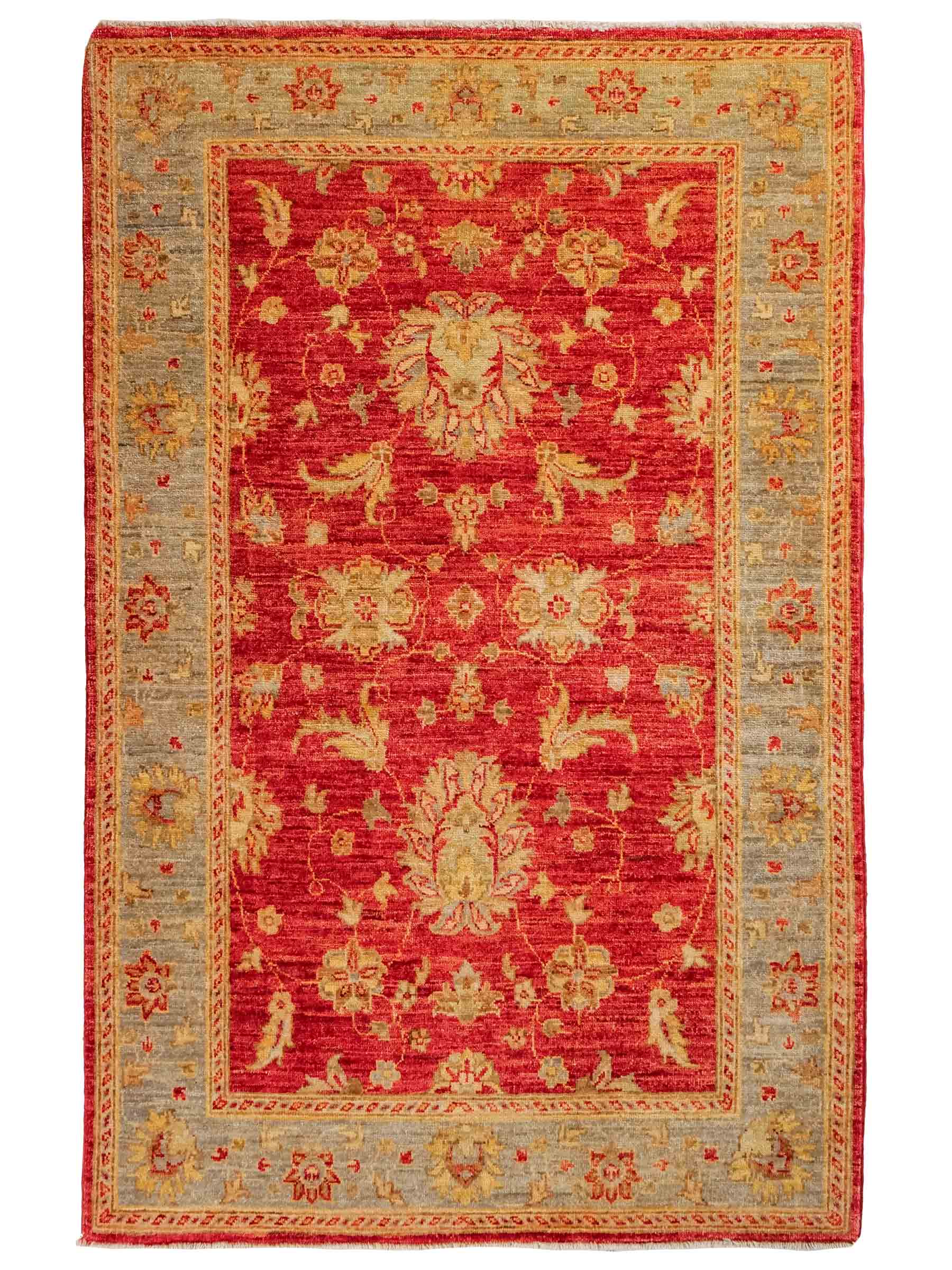 Handgeknüpfter Ziegler Farahan Orientteppich von Khademi aus Wolle, rot, blau, gold. Klassisches Allover-Design. Traditionell von Hand geknüpft in Afghanistan. Größe: 152 cm x 100 cm. Teppichnummer: RB3-1029. Verkauf durch Jupiter Intl.