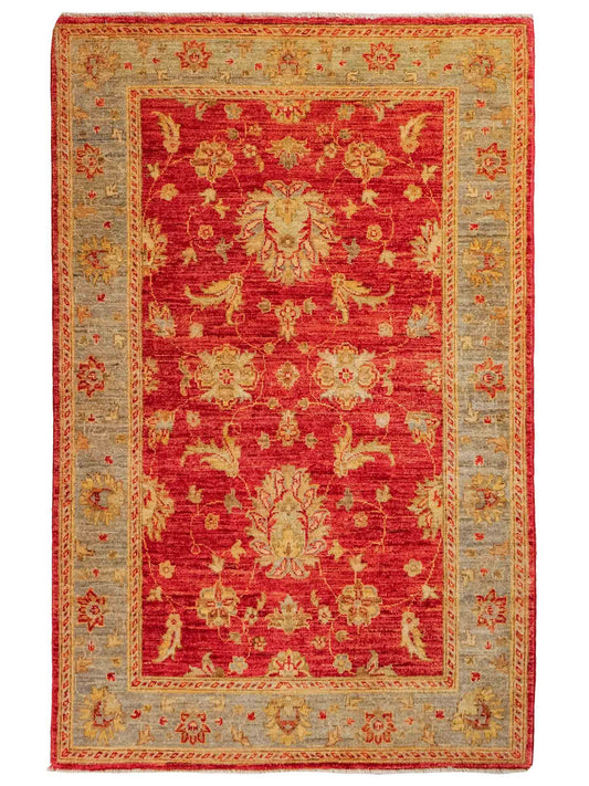 Handgeknüpfter Ziegler Farahan Orientteppich von Khademi aus Wolle, rot, blau, gold. Klassisches Allover-Design. Traditionell von Hand geknüpft in Afghanistan. Größe: 152 cm x 100 cm. Teppichnummer: RB3-1029. Verkauf durch Jupiter Intl.