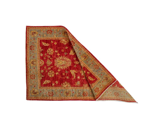 Handgeknüpfter Ziegler Farahan Orientteppich von Khademi aus Wolle, rot, blau, gold. Klassisches Allover-Design. Traditionell von Hand geknüpft in Afghanistan. Größe: 152 cm x 100 cm. Teppichnummer: RB3-1029. Verkauf durch Jupiter Intl.