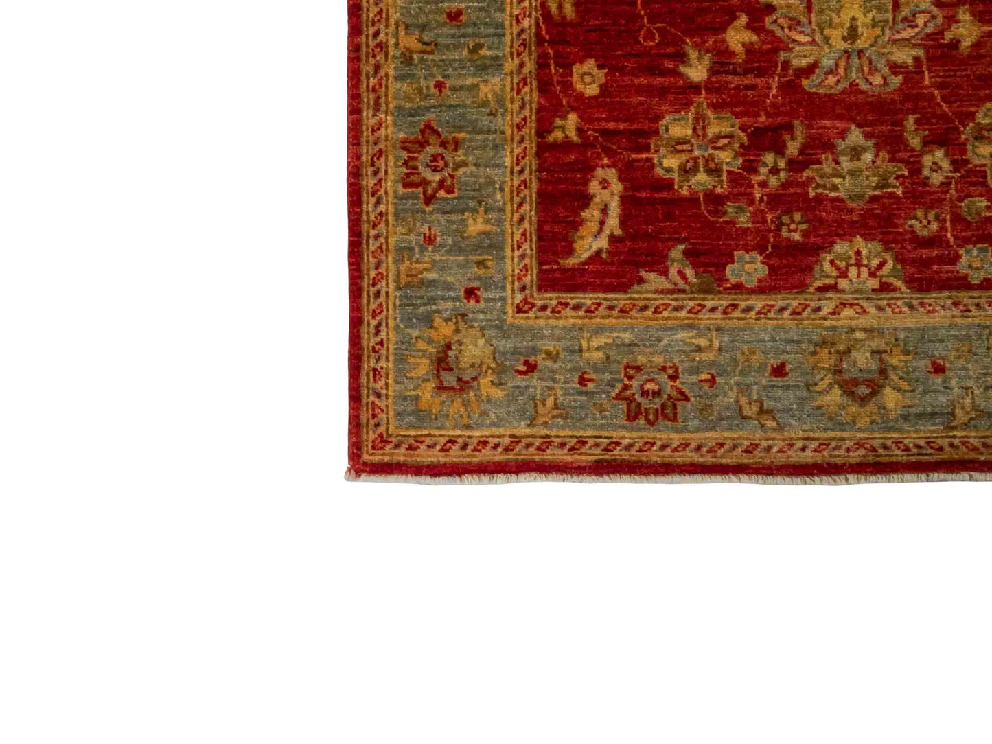 Handgeknüpfter Ziegler Farahan Orientteppich von Khademi aus Wolle, rot, blau, gold. Klassisches Allover-Design. Traditionell von Hand geknüpft in Afghanistan. Größe: 152 cm x 100 cm. Teppichnummer: RB3-1029. Verkauf durch Jupiter Intl.