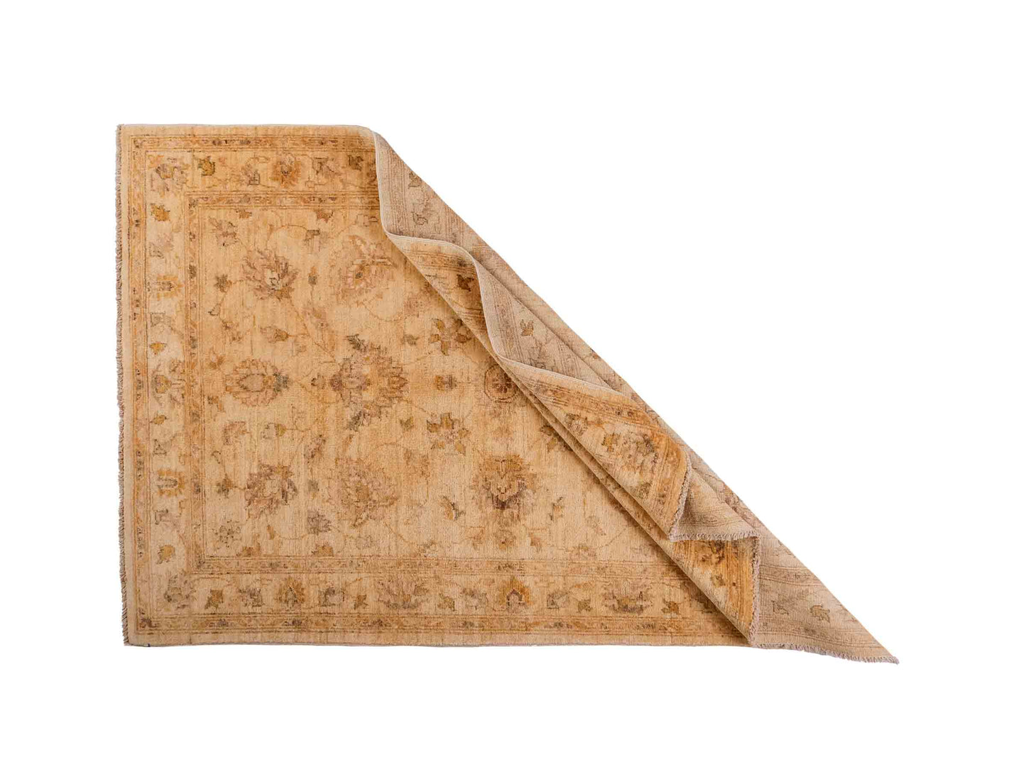 Handgeknüpfter Ziegler Farahan Orientteppich von Khademi aus Wolle, beige, gold. Klassisches Allover-Design. Traditionell von Hand geknüpft in Afghanistan. Größe: 180 cm x 120 cm. Teppichnummer: SB3-1119. Verkauf durch Jupiter Intl.