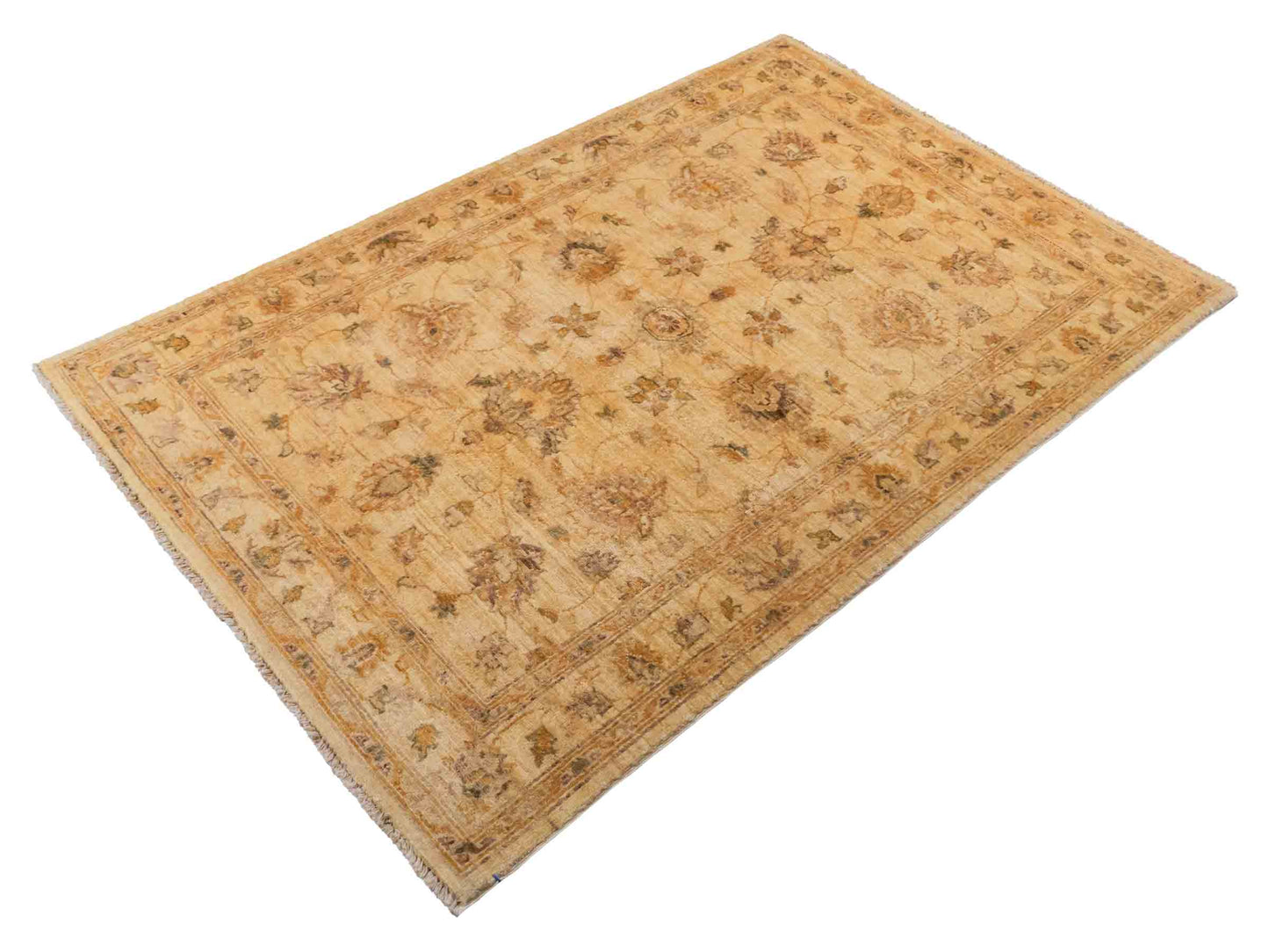 Handgeknüpfter Ziegler Farahan Orientteppich von Khademi aus Wolle, beige, gold. Klassisches Allover-Design. Traditionell von Hand geknüpft in Afghanistan. Größe: 180 cm x 120 cm. Teppichnummer: SB3-1119. Verkauf durch Jupiter Intl.