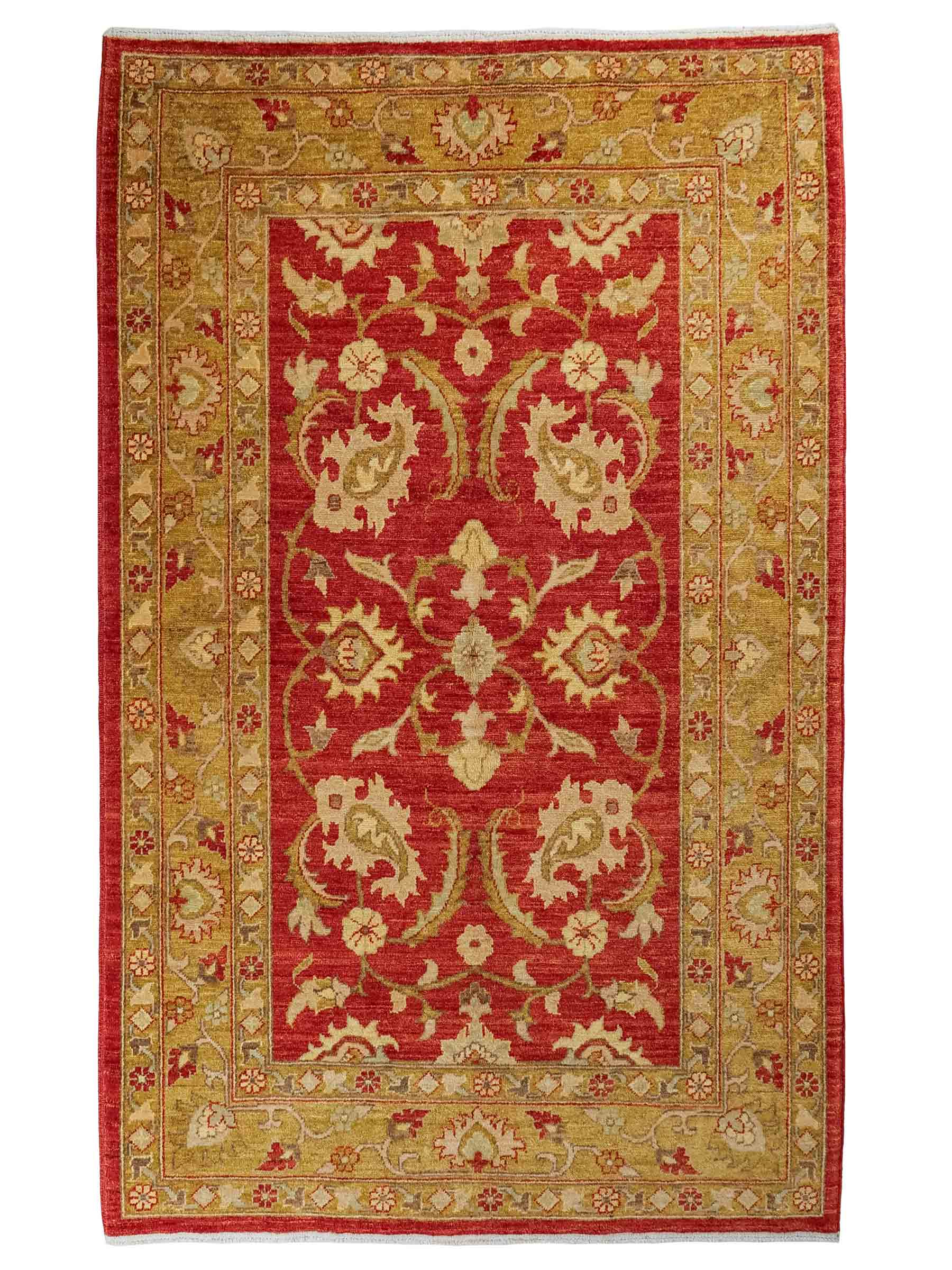 Handgeknüpfter Ziegler Farahan Orientteppich von Khademi aus Wolle, rot, gold. Klassisches Allover-Design. Traditionell von Hand geknüpft in Afghanistan. Größe: 196 cm x 135 cm. Teppichnummer: RB3-1014. Verkauf durch Jupiter Intl.