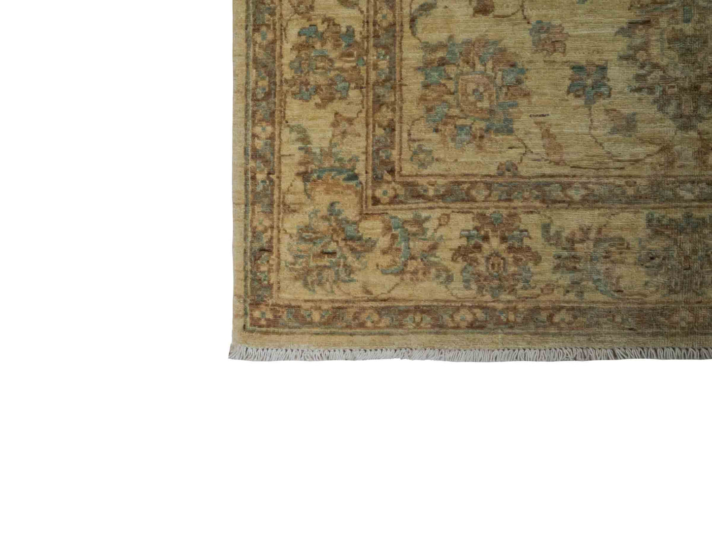 Handgeknüpfter Ziegler Farahan Orientteppich von Khademi aus Wolle, beige, gold. Klassisches Allover-Design. Traditionell von Hand geknüpft in Afghanistan. Größe: 206 cm x 122 cm. Teppichnummer: RB3-1034. Verkauf durch Jupiter Intl.