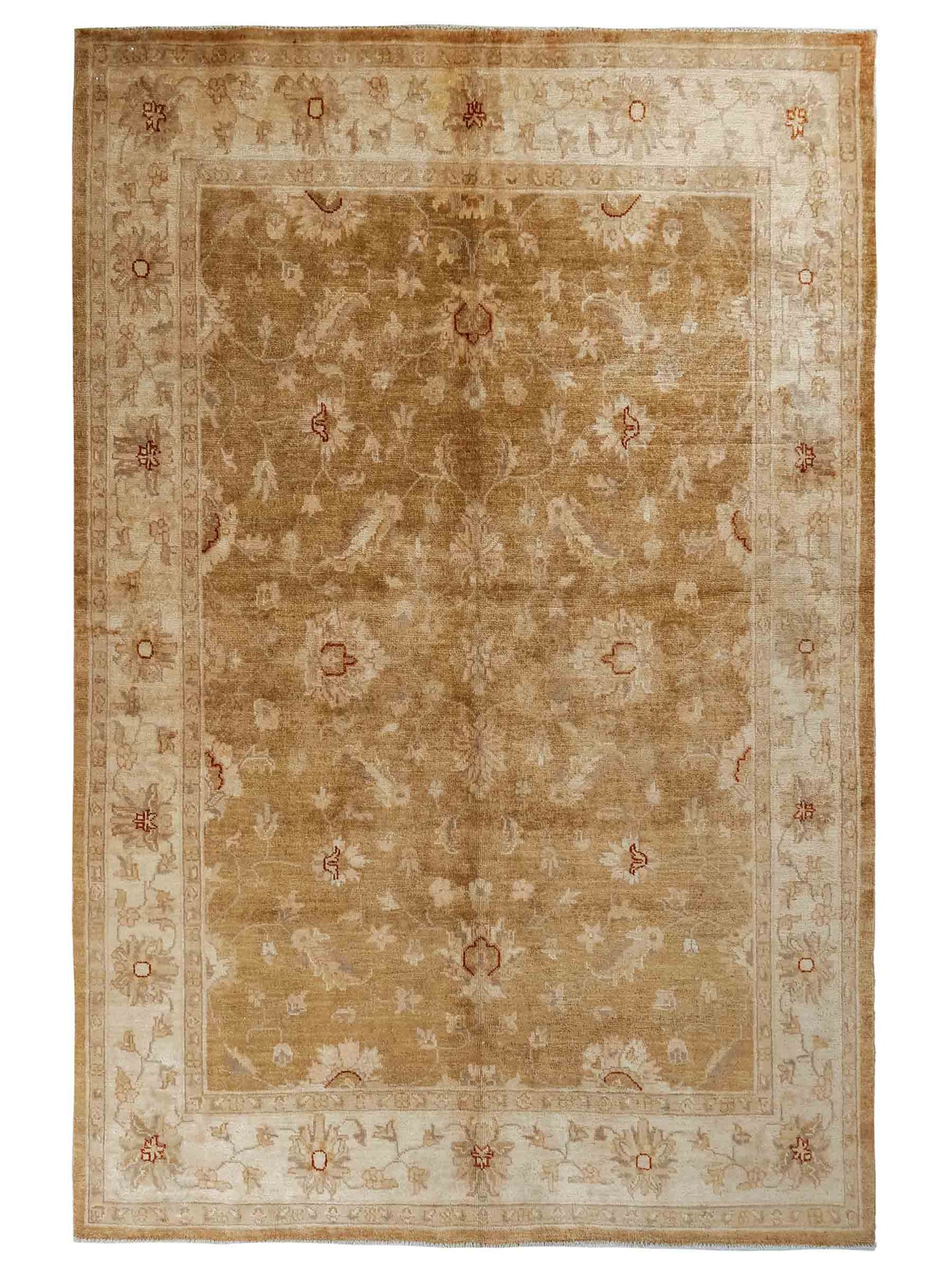 Handgeknüpfter Ziegler Farahan Orientteppich von Khademi aus Wolle, golden. Klassisches Allover-Design. Von Hand geknüpft in Afghanistan. Größe: 206 cm x 152 cm. Teppichnummer: RB3-1004. Verkauf durch Jupiter Intl.