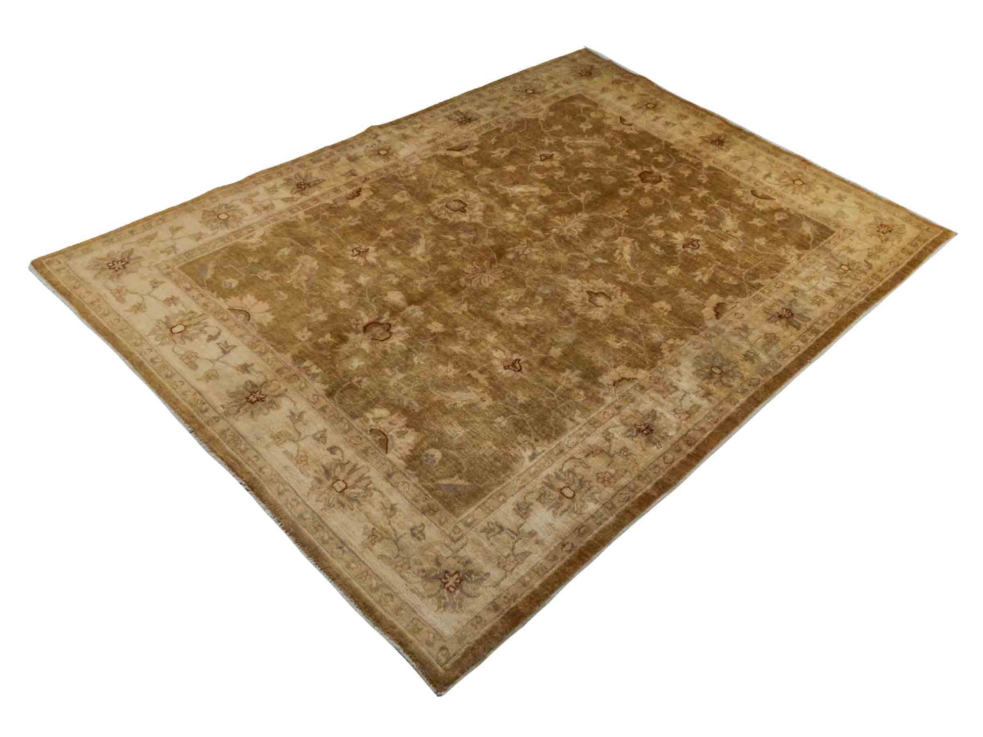 Handgeknüpfter Ziegler Farahan Orientteppich von Khademi aus Wolle, golden. Klassisches Allover-Design. Von Hand geknüpft in Afghanistan. Größe: 206 cm x 152 cm. Teppichnummer: RB3-1004. Verkauf durch Jupiter Intl.
