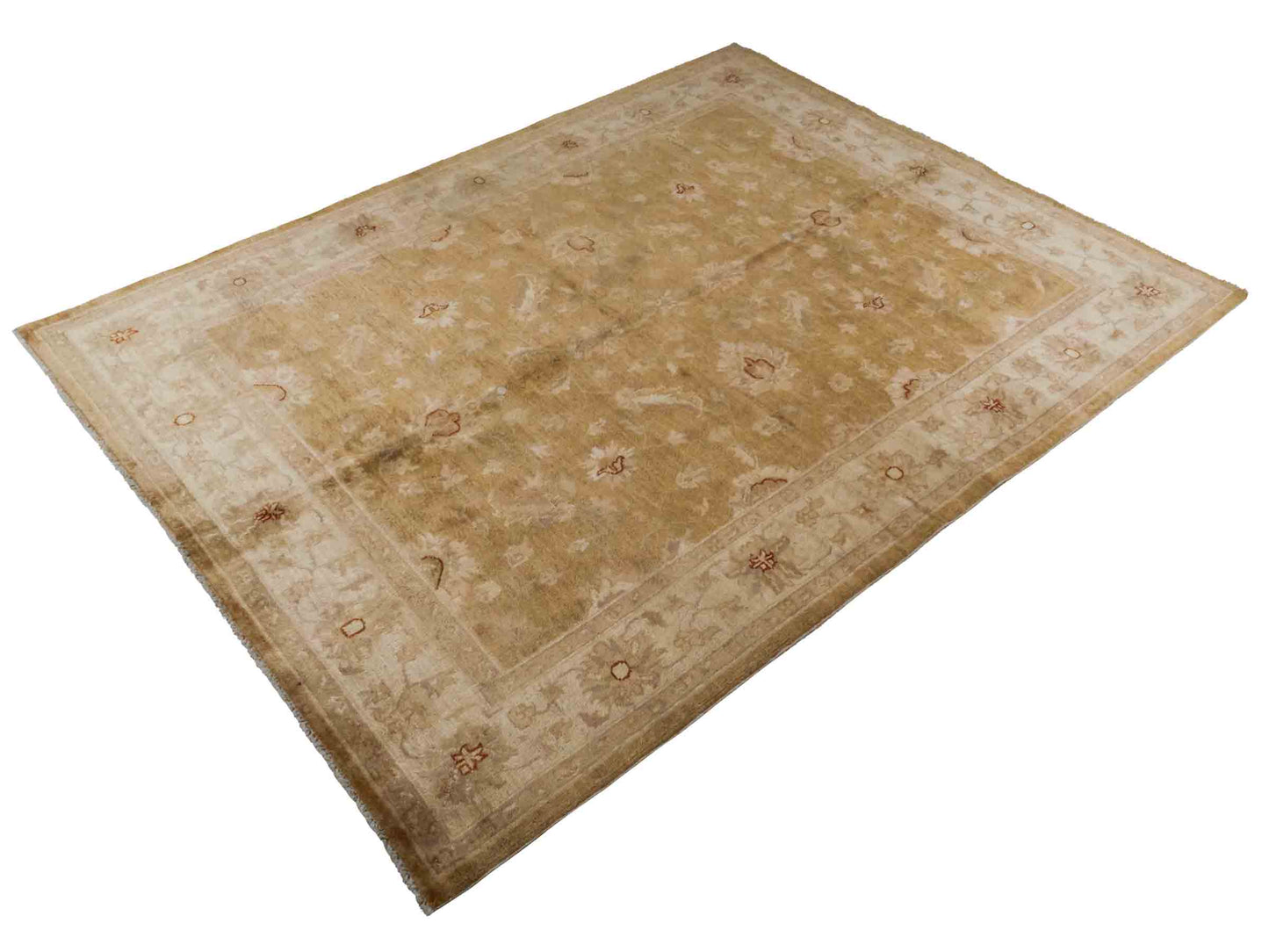 Handgeknüpfter Ziegler Farahan Orientteppich von Khademi aus Wolle, golden. Klassisches Allover-Design. Von Hand geknüpft in Afghanistan. Größe: 206 cm x 152 cm. Teppichnummer: RB3-1004. Verkauf durch Jupiter Intl.