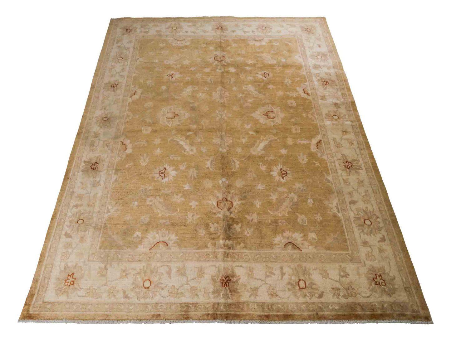 Handgeknüpfter Ziegler Farahan Orientteppich von Khademi aus Wolle, golden. Klassisches Allover-Design. Von Hand geknüpft in Afghanistan. Größe: 206 cm x 152 cm. Teppichnummer: RB3-1004. Verkauf durch Jupiter Intl.