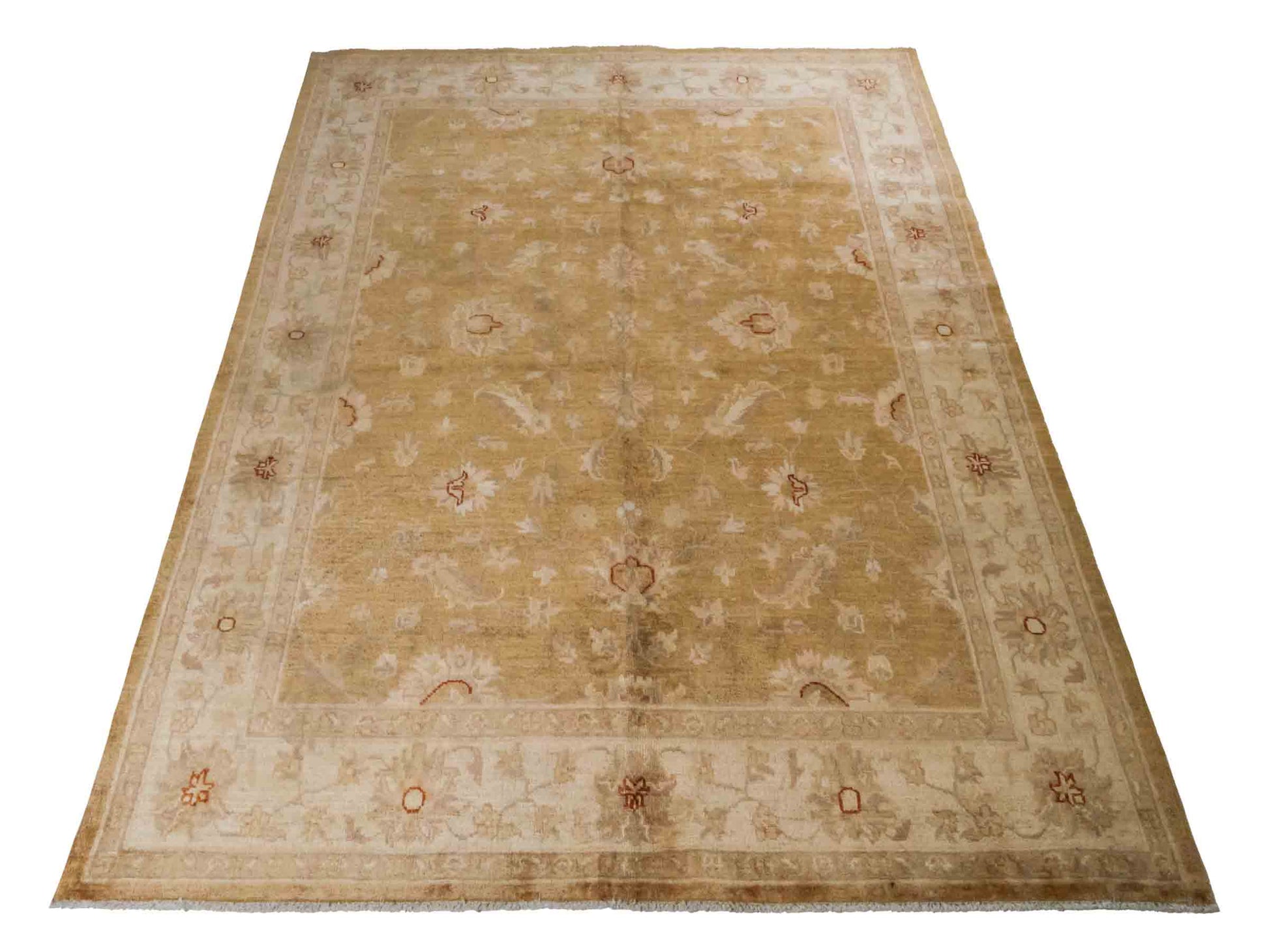 Handgeknüpfter Ziegler Farahan Orientteppich von Khademi aus Wolle, golden. Klassisches Allover-Design. Von Hand geknüpft in Afghanistan. Größe: 206 cm x 152 cm. Teppichnummer: RB3-1004. Verkauf durch Jupiter Intl.