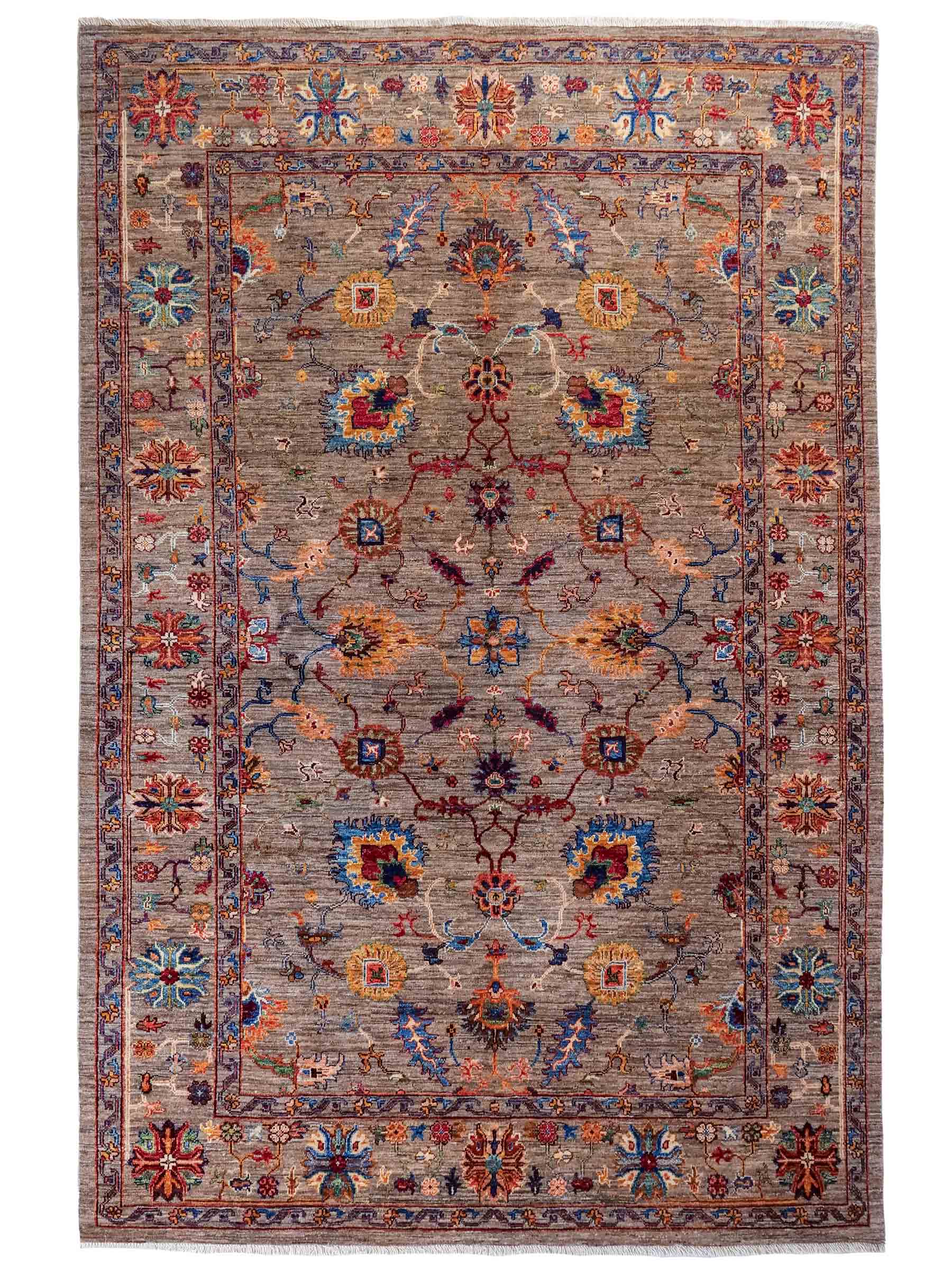 Handgeknüpfter Ziegler Farahan Orientteppich von Khademi aus Wolle, grau. Klassisches Allover-Design. Traditionell von Hand geknüpft in Afghanistan. Größe: 241 cm x 171 cm. Teppichnummer: RB3-1039. Verkauf durch Jupiter Intl.