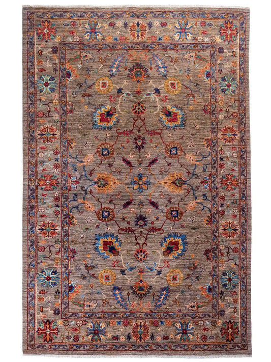 Handgeknüpfter Ziegler Farahan Orientteppich von Khademi aus Wolle, grau. Klassisches Allover-Design. Traditionell von Hand geknüpft in Afghanistan. Größe: 241 cm x 171 cm. Teppichnummer: RB3-1039. Verkauf durch Jupiter Intl.