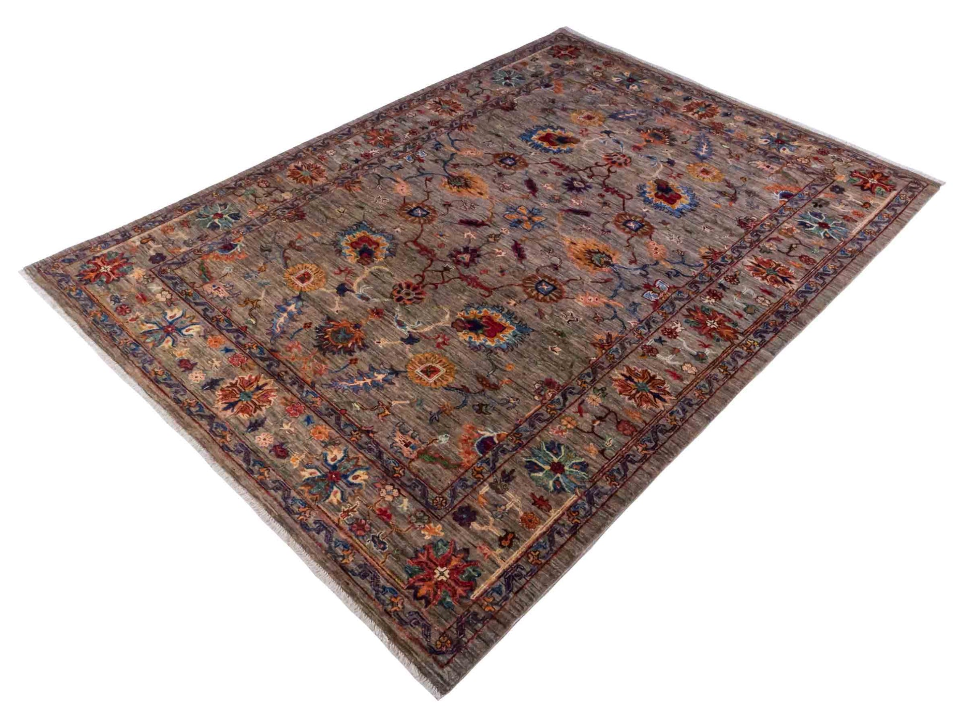 Handgeknüpfter Ziegler Farahan Orientteppich von Khademi aus Wolle, grau. Klassisches Allover-Design. Traditionell von Hand geknüpft in Afghanistan. Größe: 241 cm x 171 cm. Teppichnummer: RB3-1039. Verkauf durch Jupiter Intl.