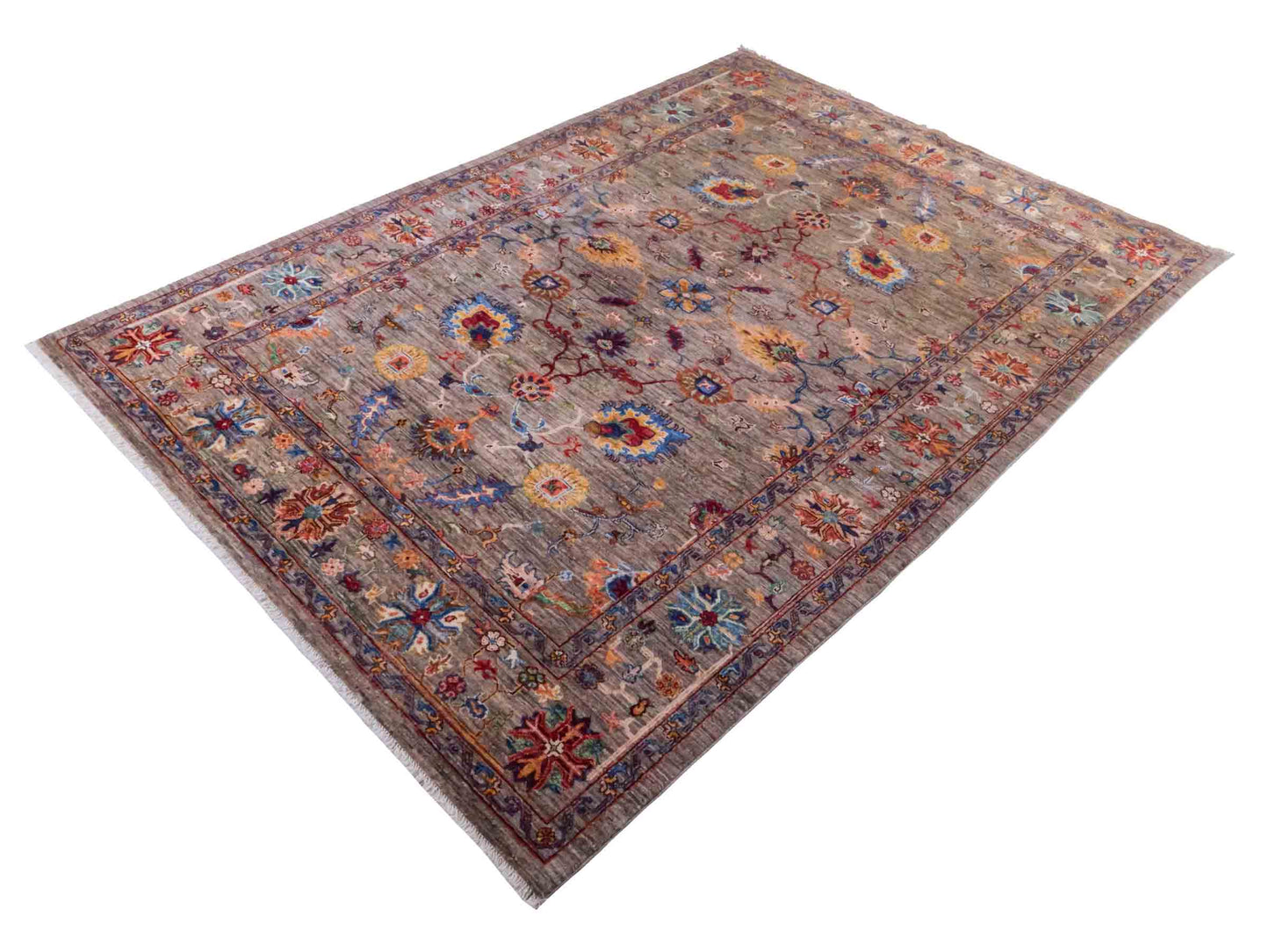 Handgeknüpfter Ziegler Farahan Orientteppich von Khademi aus Wolle, grau. Klassisches Allover-Design. Traditionell von Hand geknüpft in Afghanistan. Größe: 241 cm x 171 cm. Teppichnummer: RB3-1039. Verkauf durch Jupiter Intl.