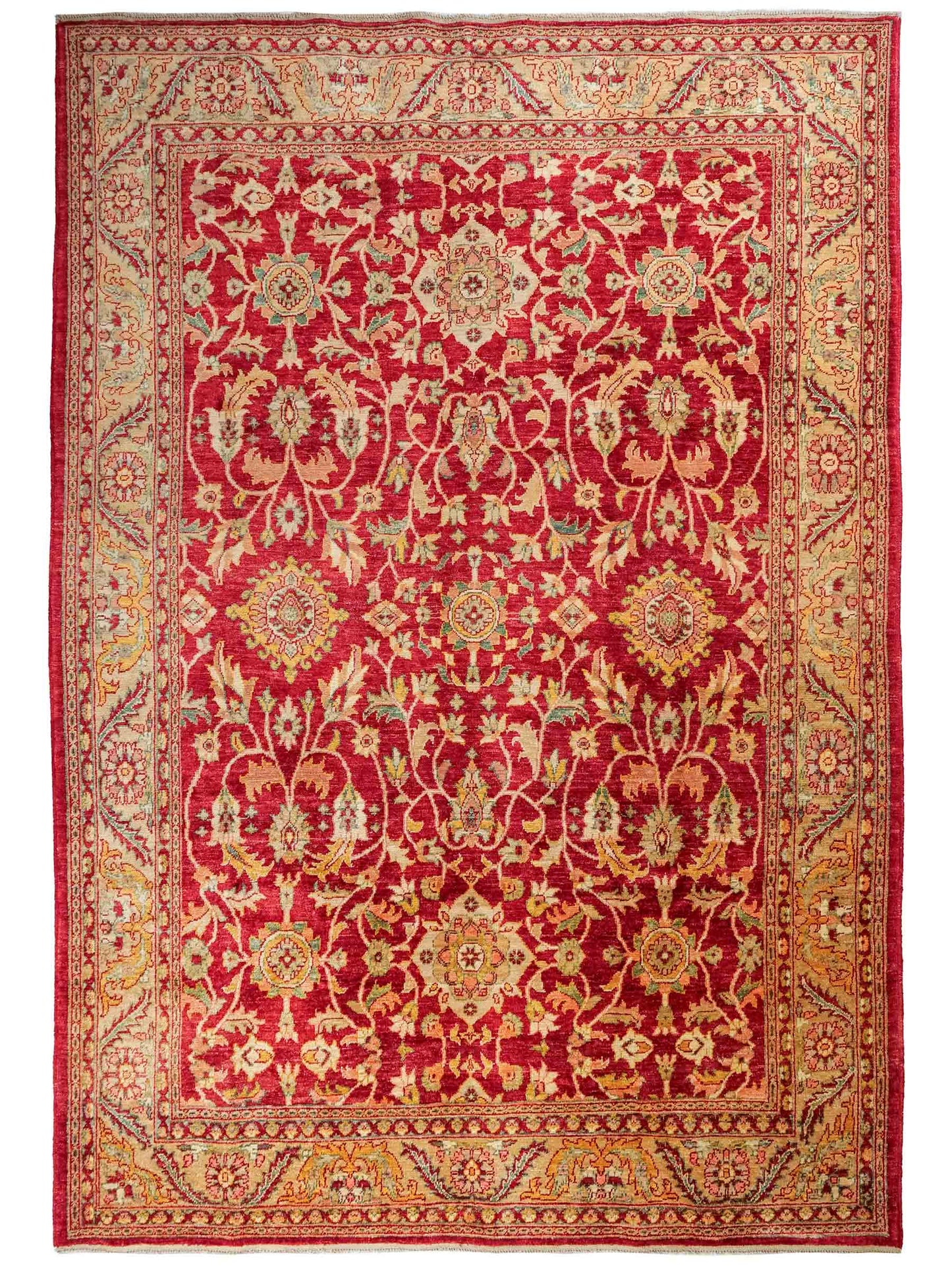Handgeknüpfter Ziegler Farahan Orientteppich von Khademi aus Wolle, rot. Klassisches Allover-Design. Traditionell von Hand geknüpft in Afghanistan. Größe: 264 cm x 221 cm. Teppichnummer: RB3-1030. Verkauf durch Jupiter Intl.